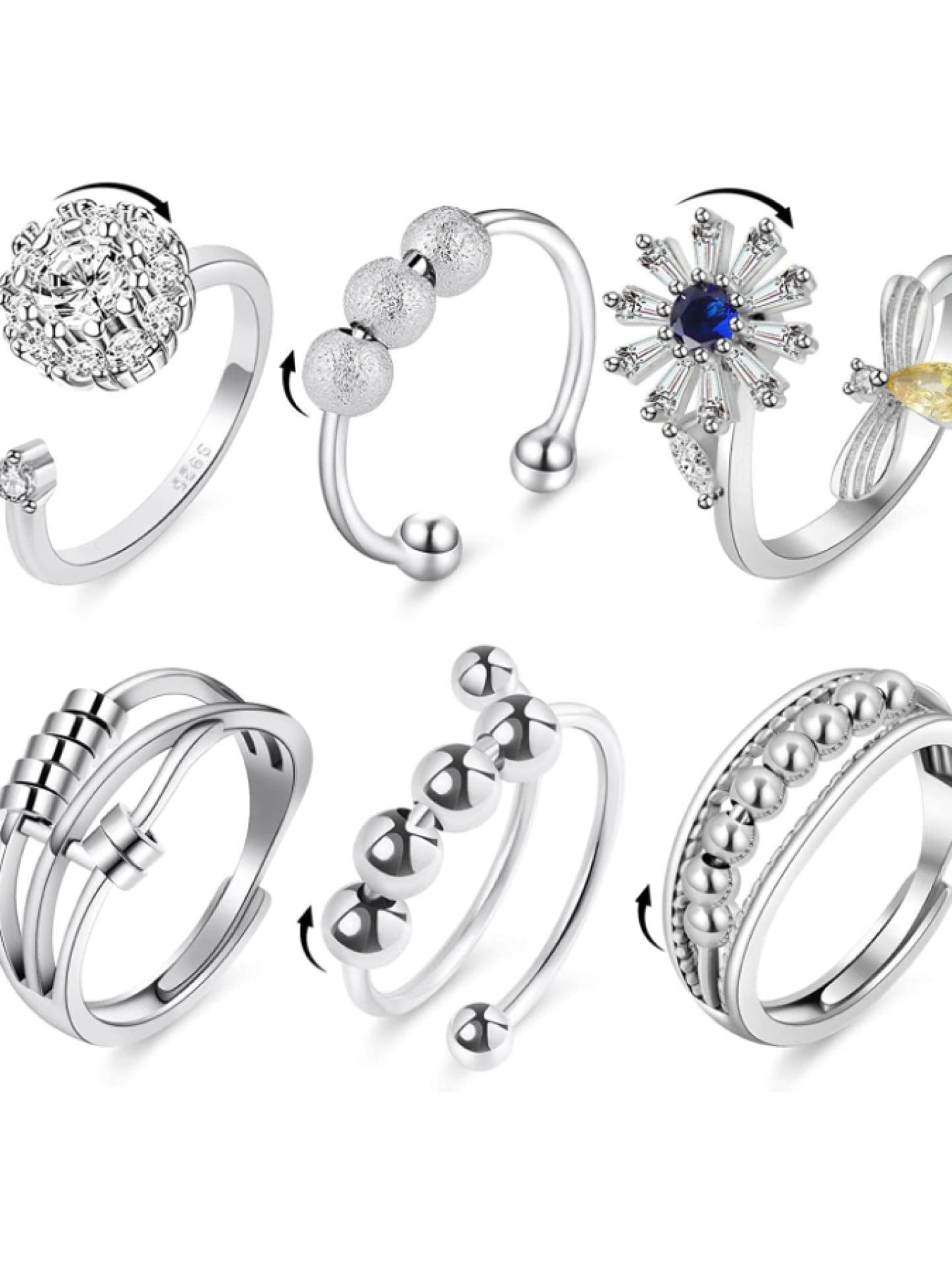 6 Stück Angst Spinning Ringe für Damen