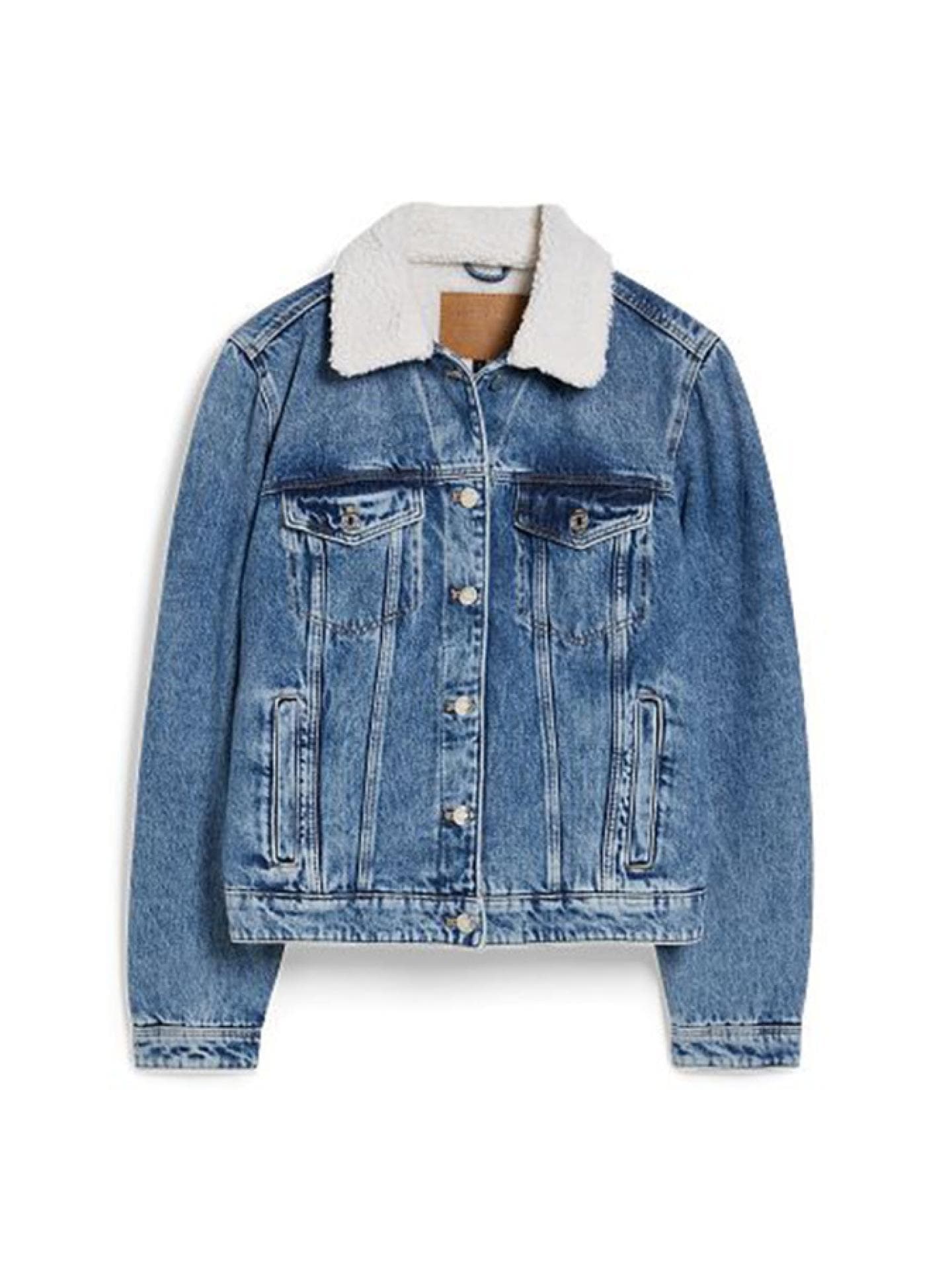 Jeansjacke mit Fellbesatz Kragen