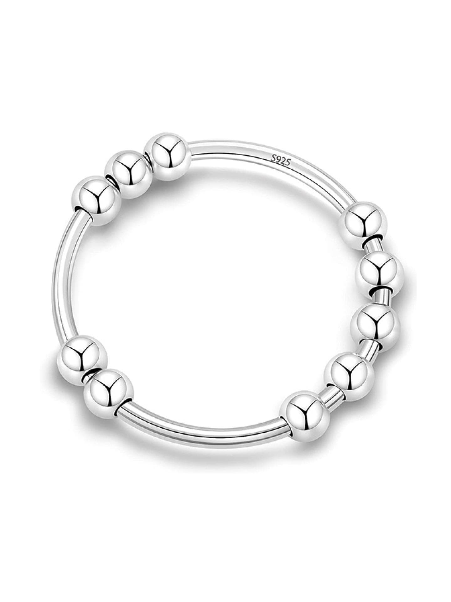 925 Sterling Silber Anxiety Ring Spinning Ringe mit Perlenband