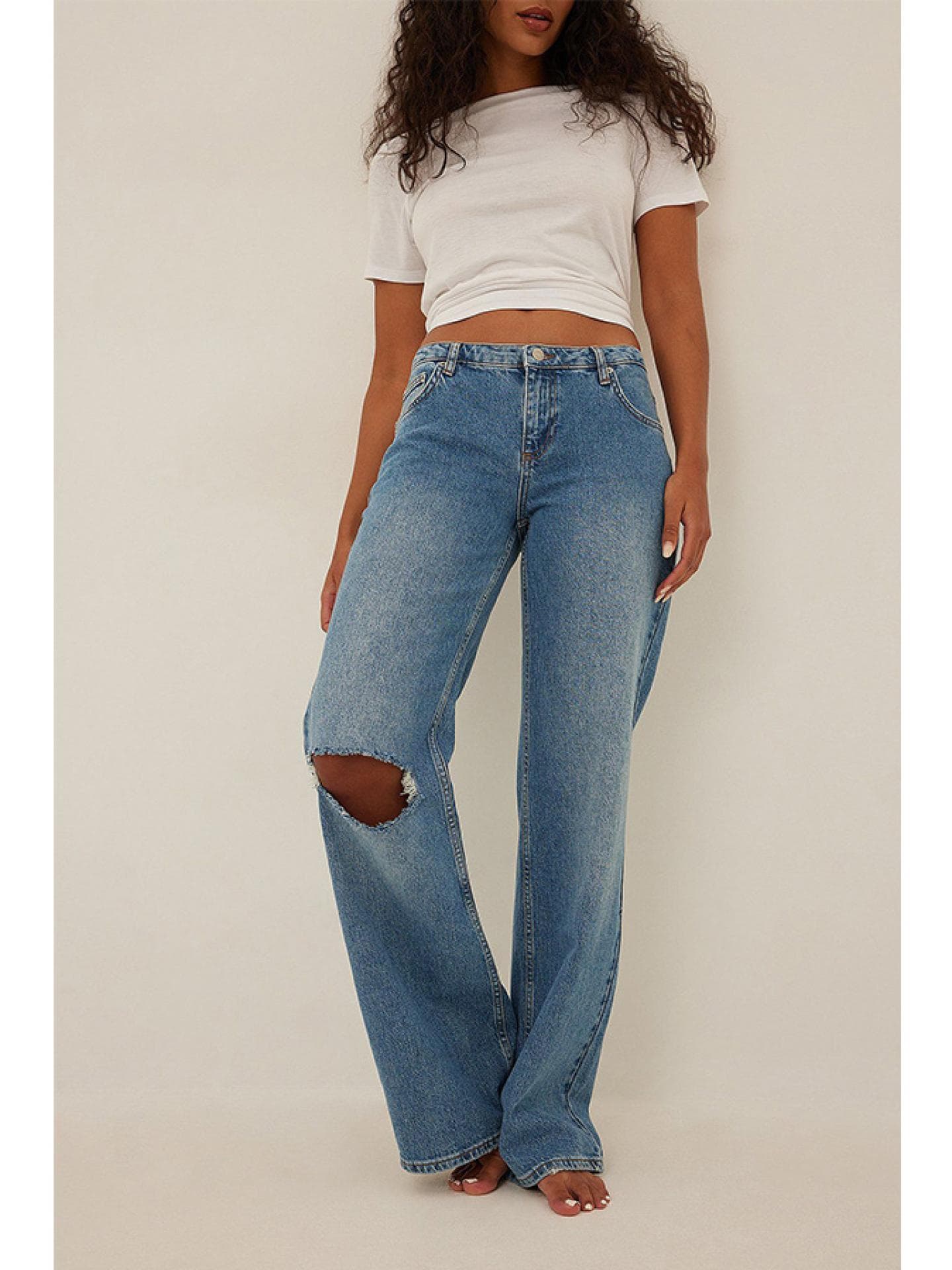 Super Low Waist Distressed Jeans