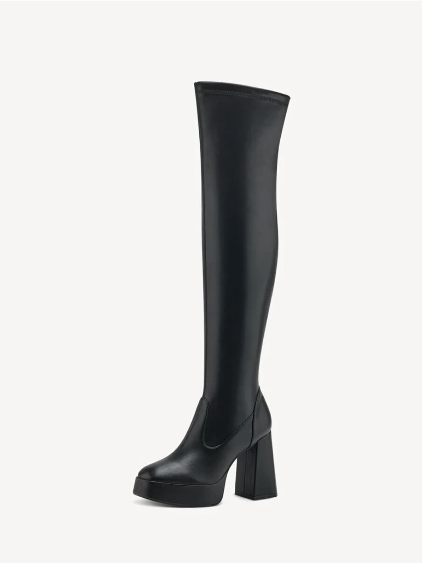 Tamaris Overknee Stiefel in schwarz mit Blockabsatz und Plateau