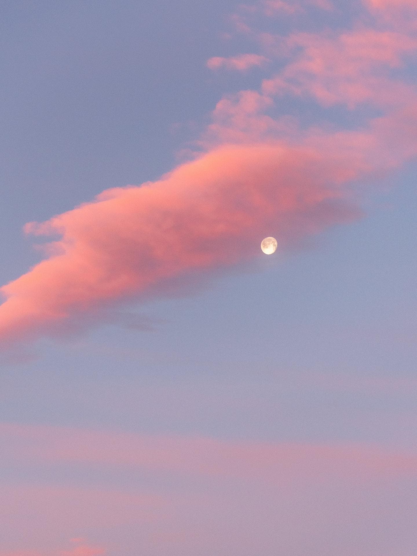 Vollmond bedeckt von rosafarbenen Wolken
