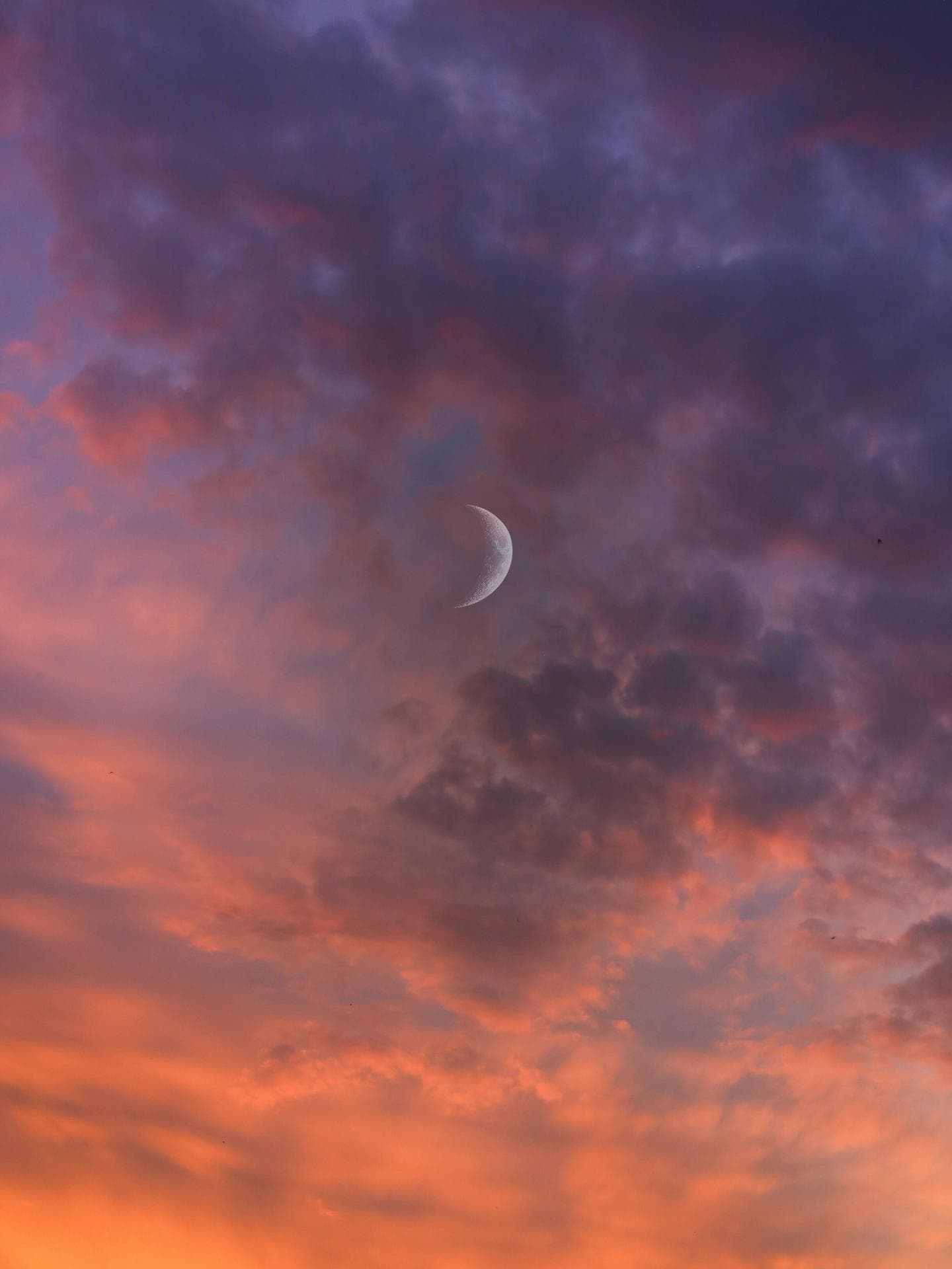 Glücks-Sternzeichen am Wochenende Halbmond am wolkigen Himmel
