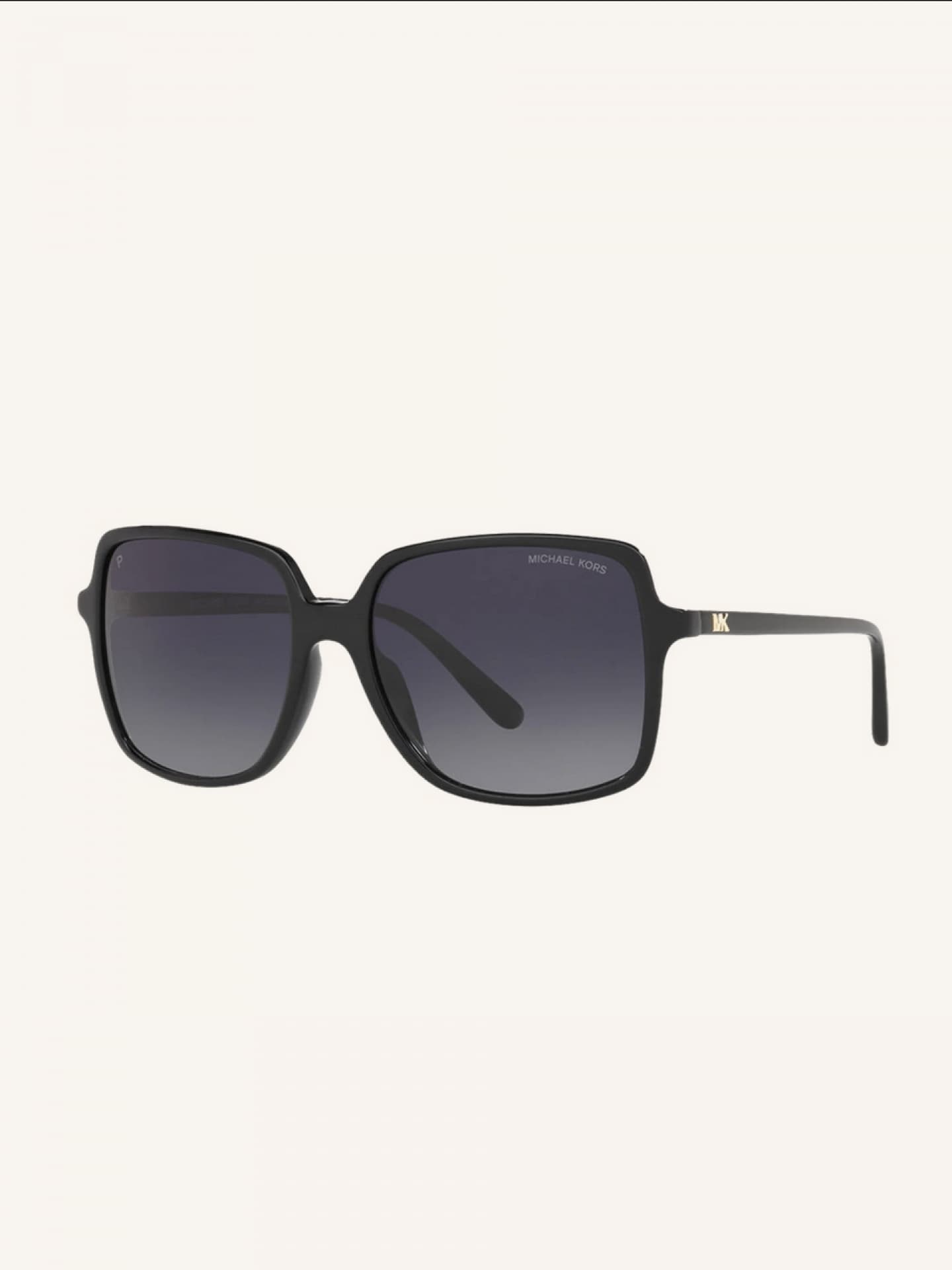Sonnenbrille mit schwarzem Rahmen und blauen Gläsern Michael Kors
