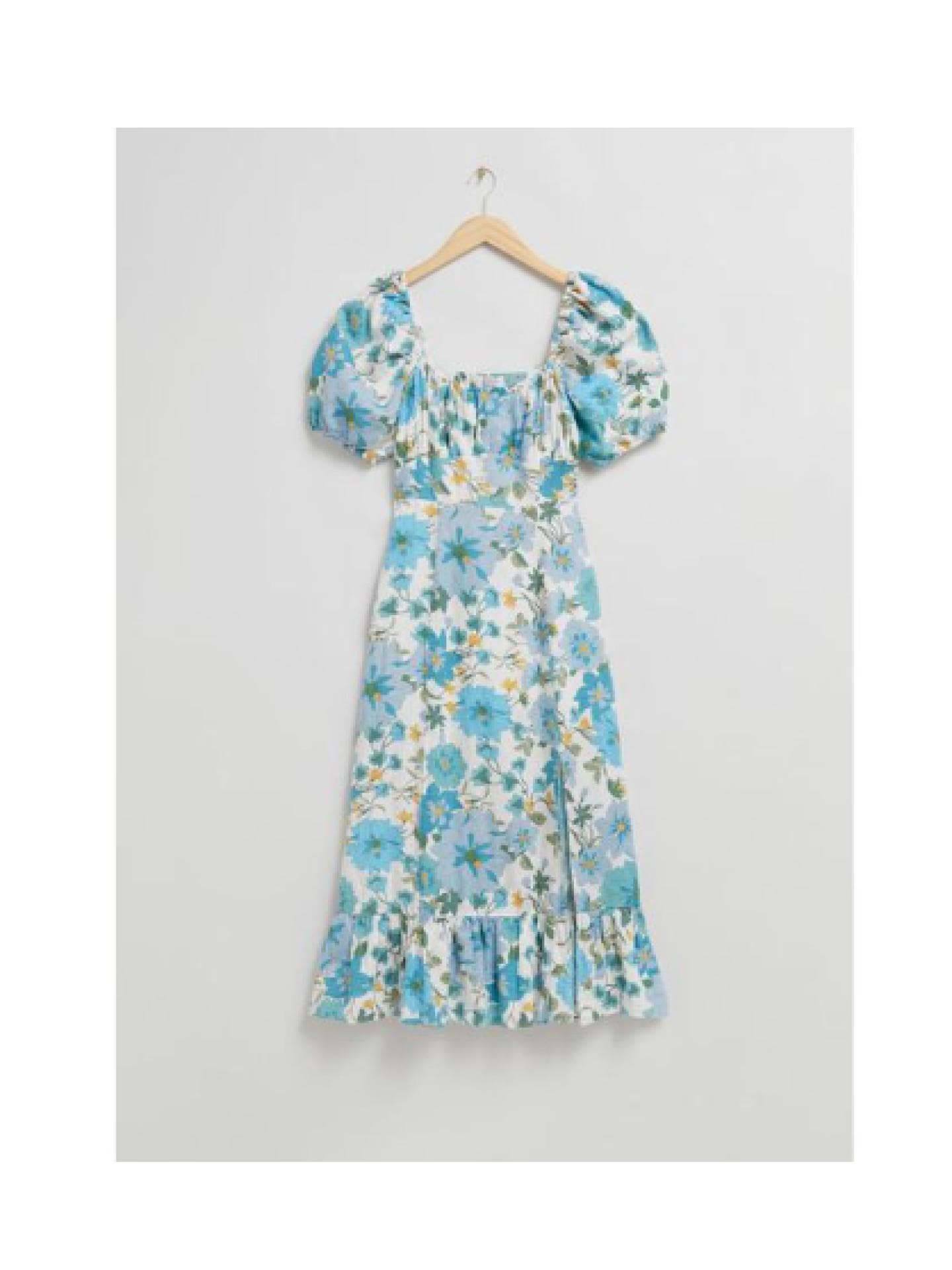 Midikleid mit blauen Blumen