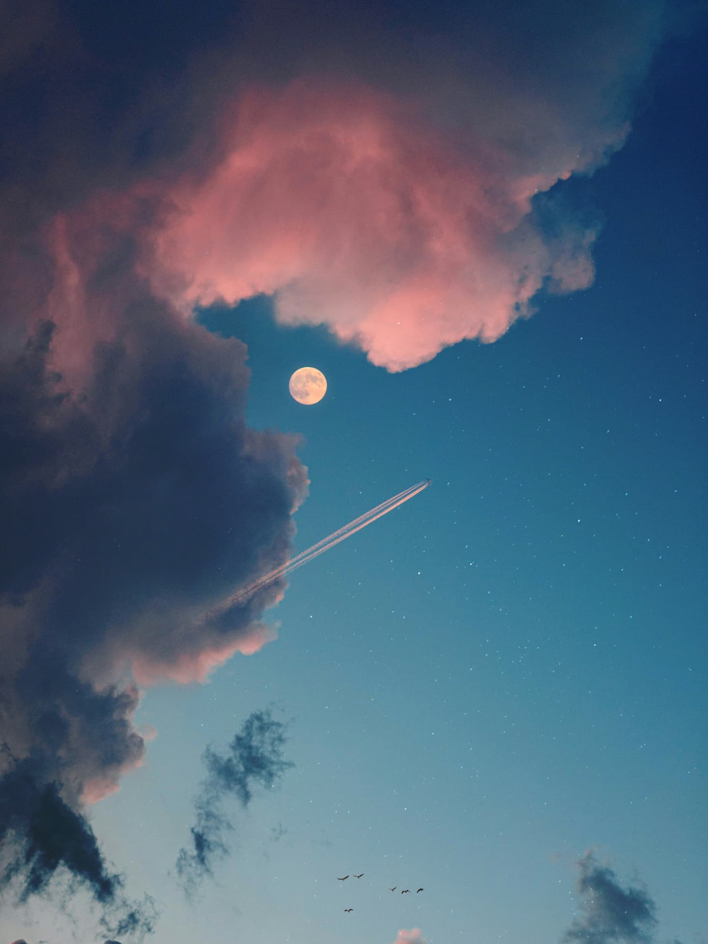 Nachthimmel mit Sternen und Vollmond Nachthimmel mit Sternen und Vollmond