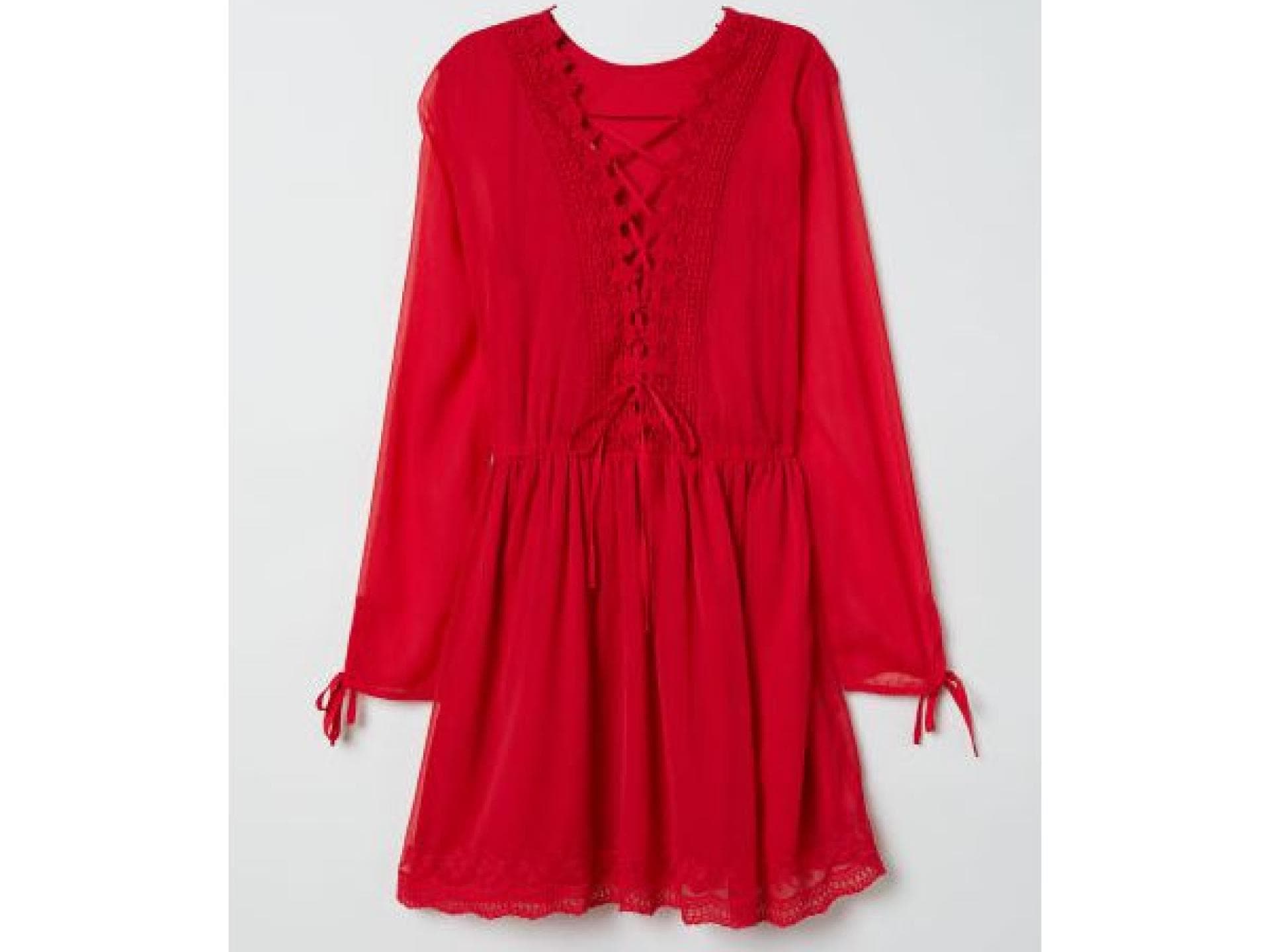 Rotes Chiffonkleid von H&M