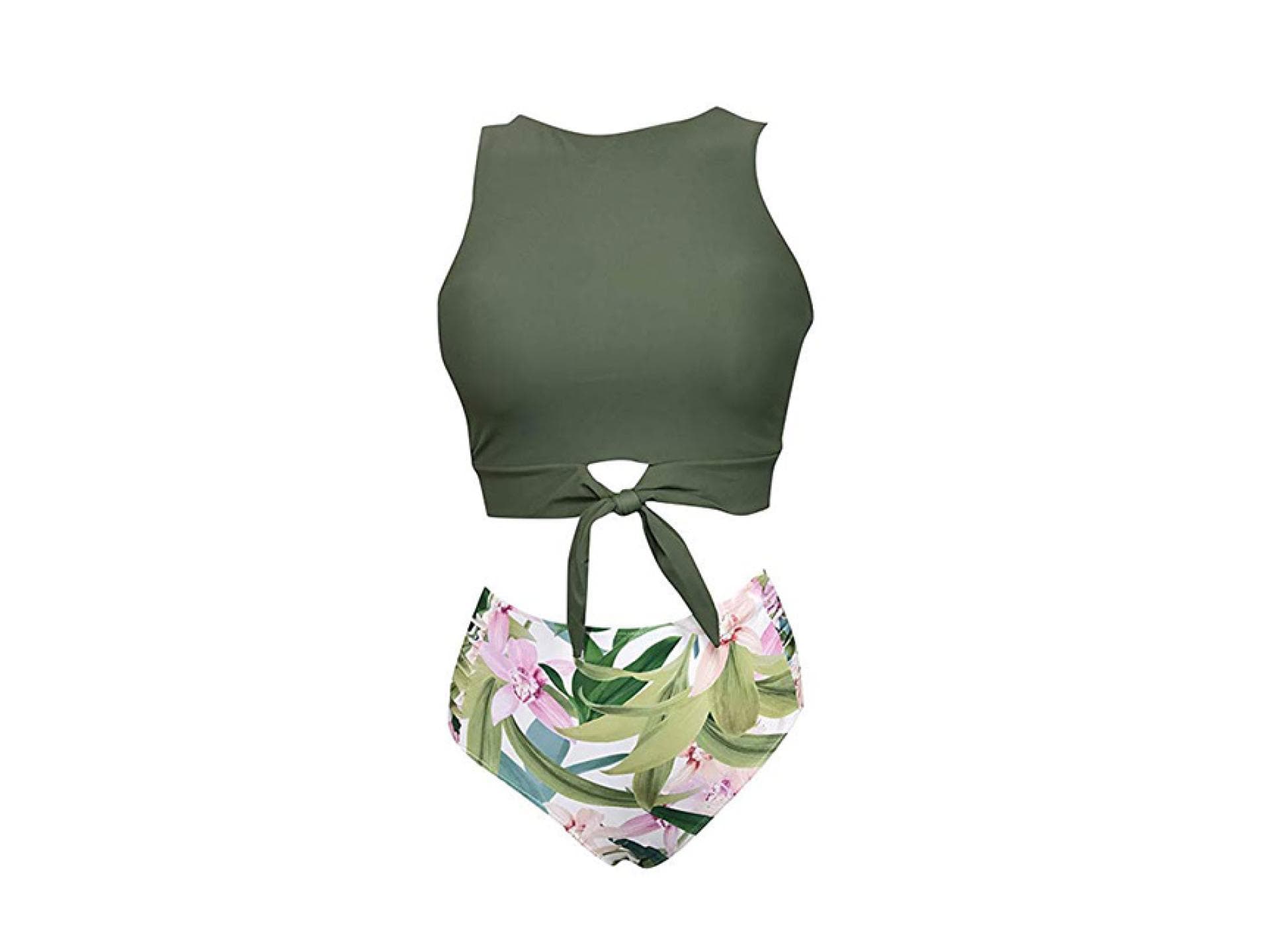 Crop-Bikini mit floralem Höschen 