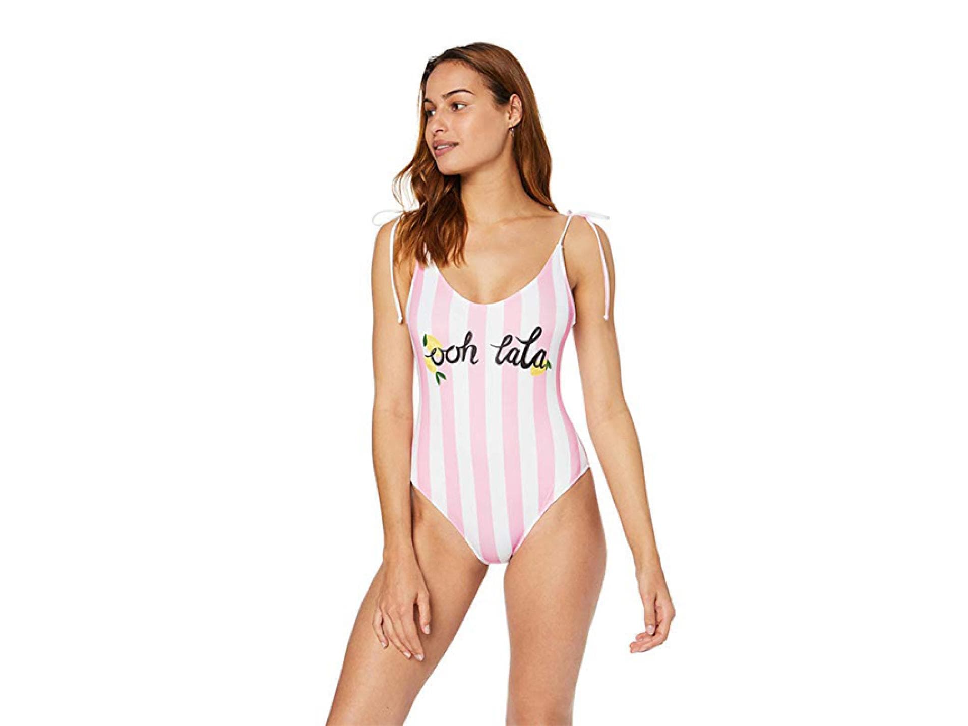 weiß rosa badeanzug frau