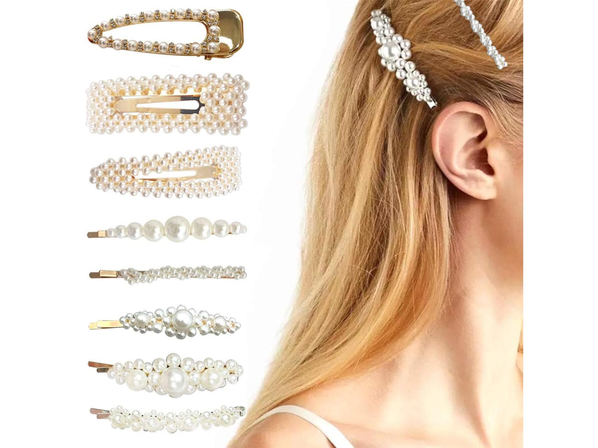 Braut-Frisur Perlenhaarspangen in gold