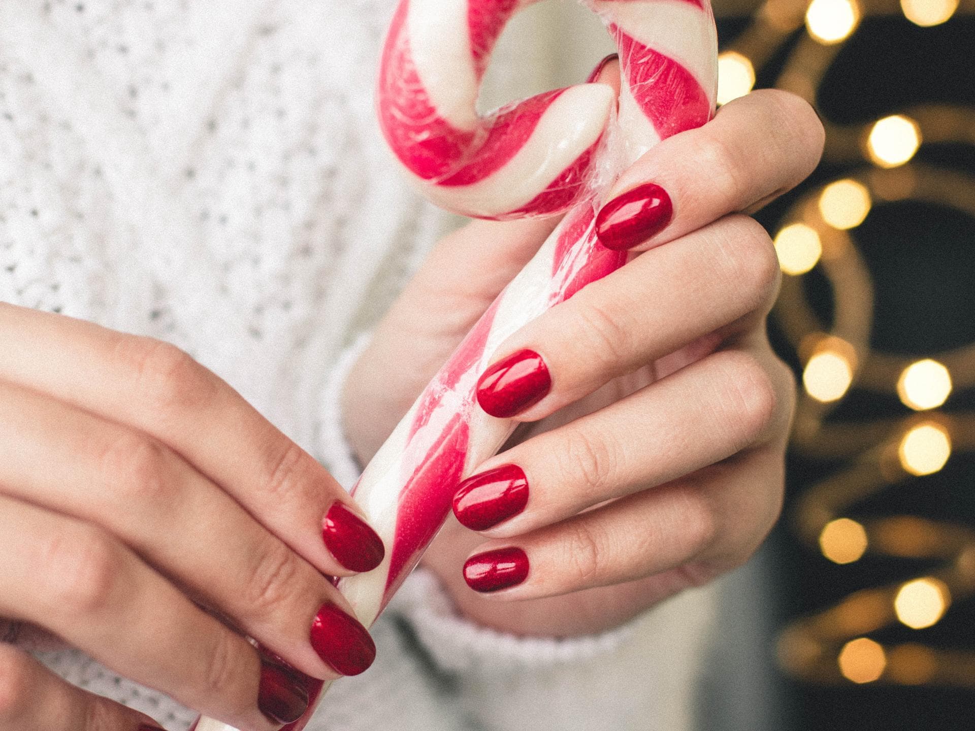 weihnachten rote nägel zuckerstange 