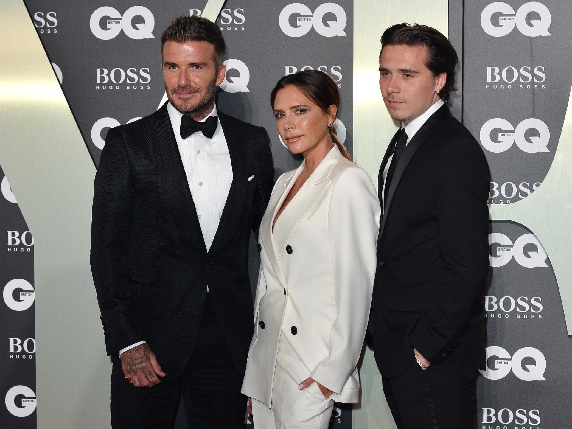 David, Victoria und Brooklyn Beckham