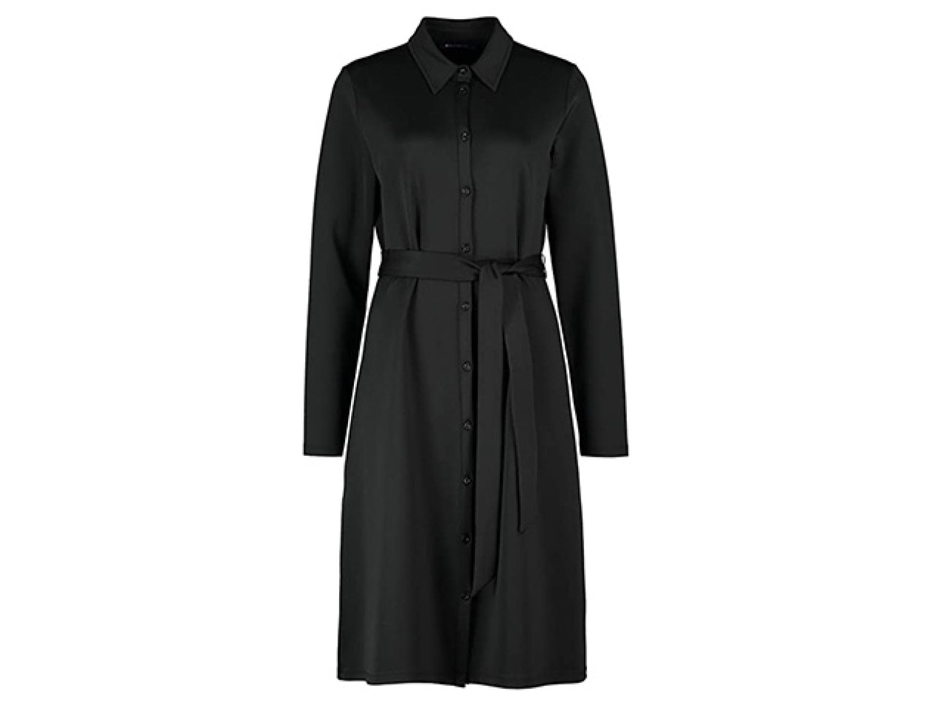 Schwarzes Blusenkleid mit Bindegürtel