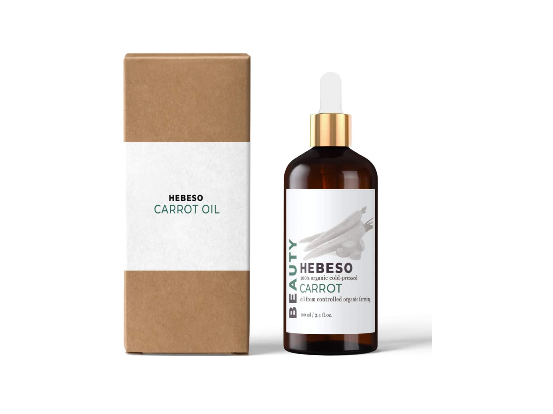 Karottenöl: Flasche und Verpackung von Hebeso Carrot Oil 