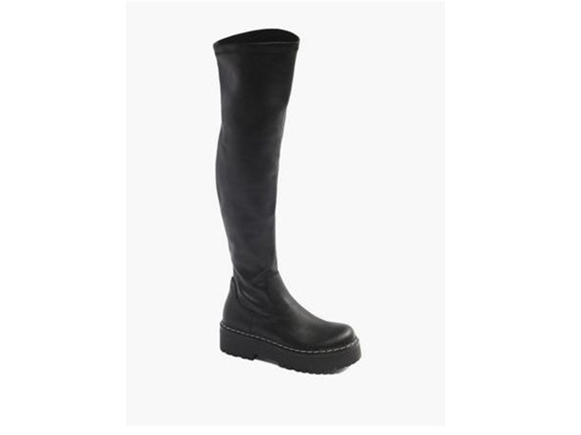 Schwarze Overknees mit Plateau