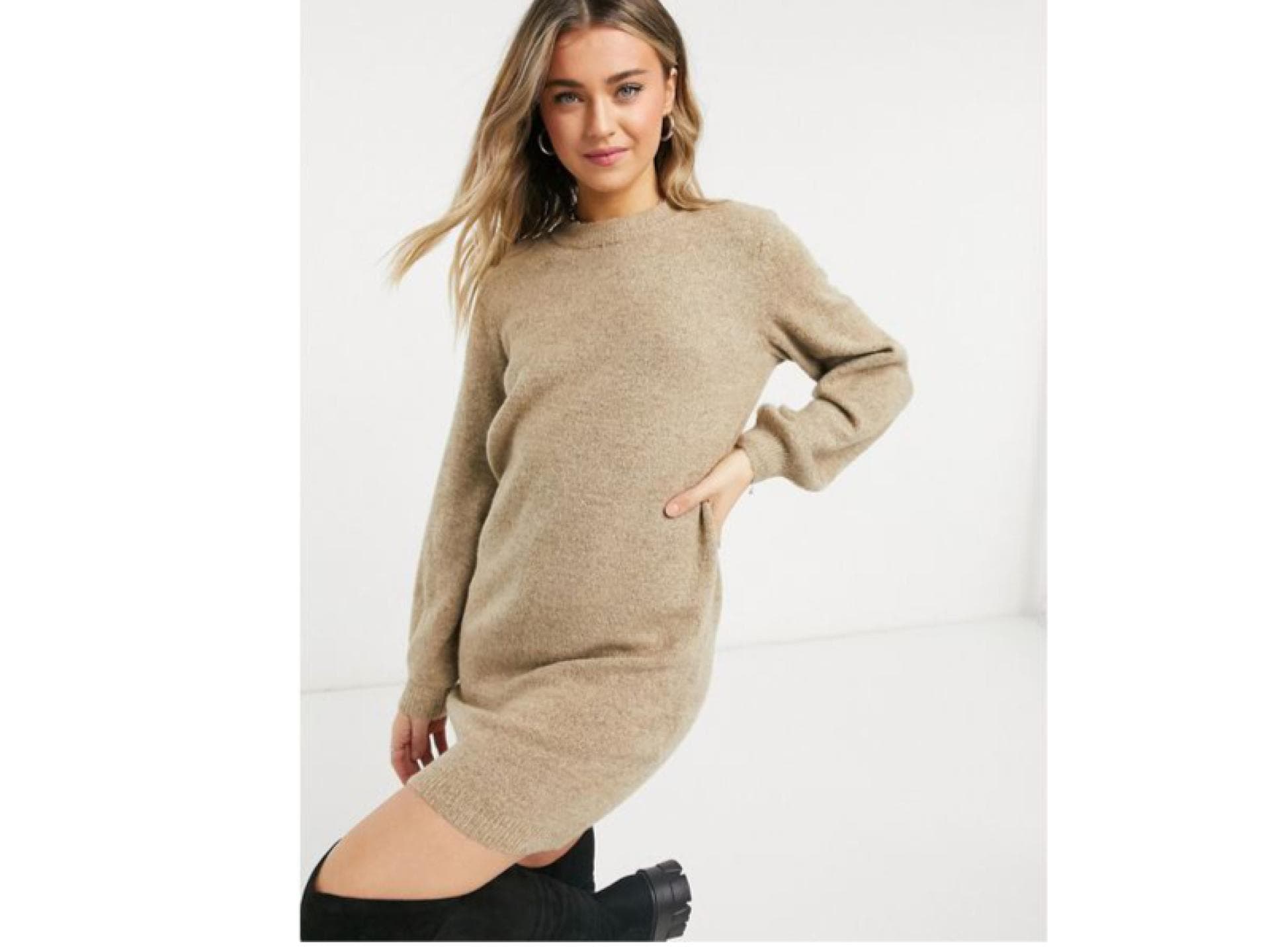 Strickkleid beige