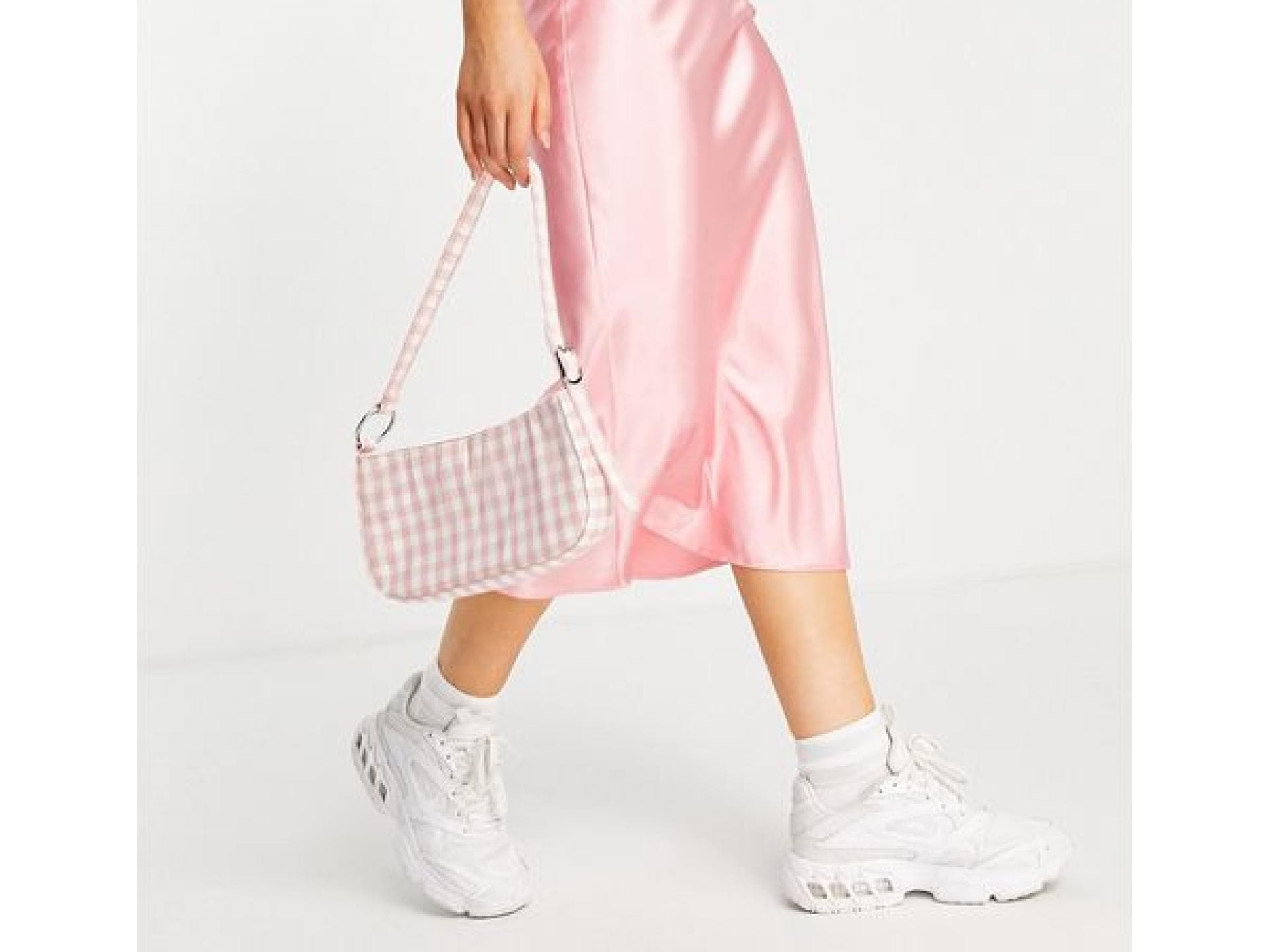 Midirock aus Satin in rosa