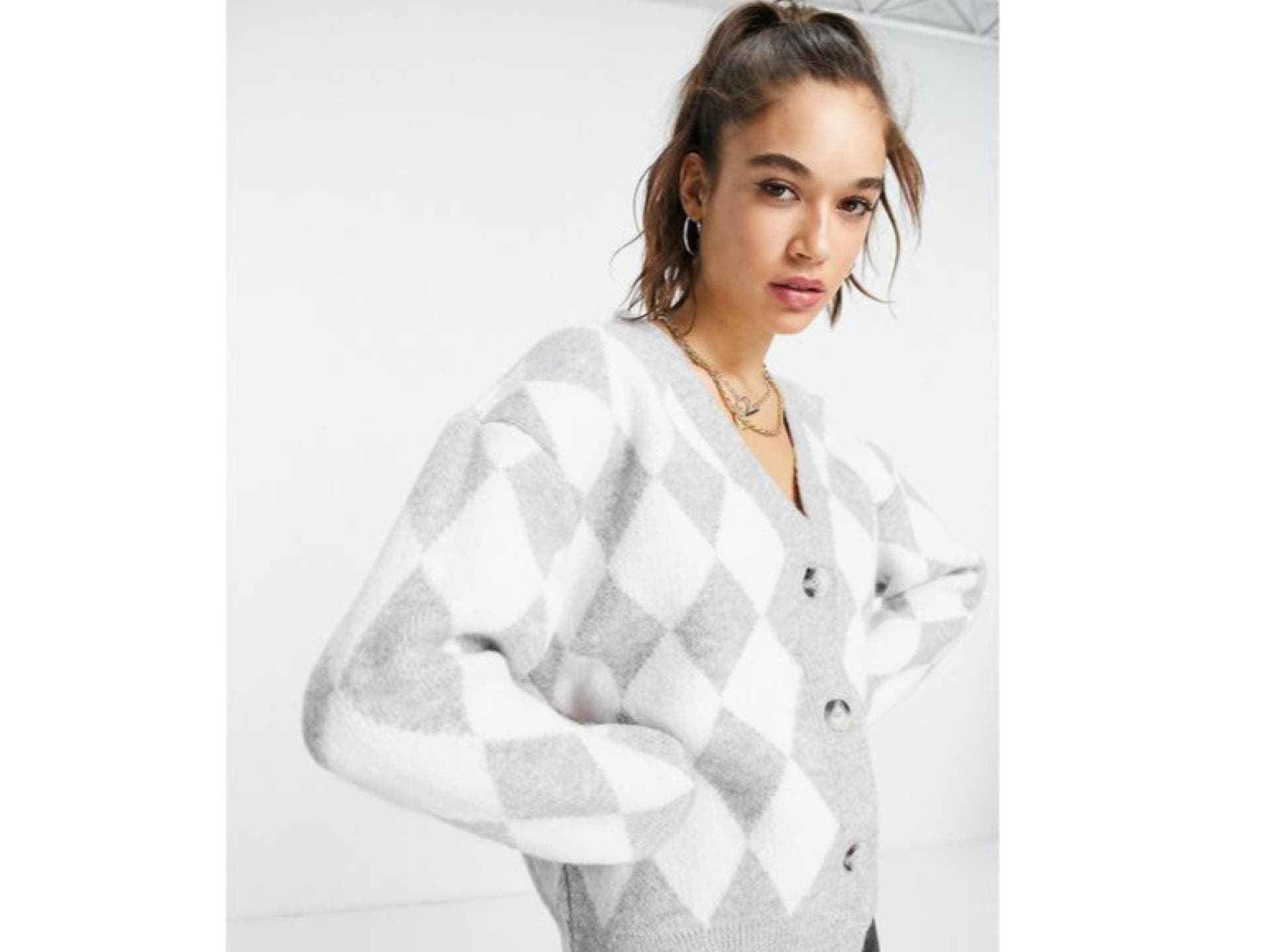 Argyle Cardigan ASOS grau