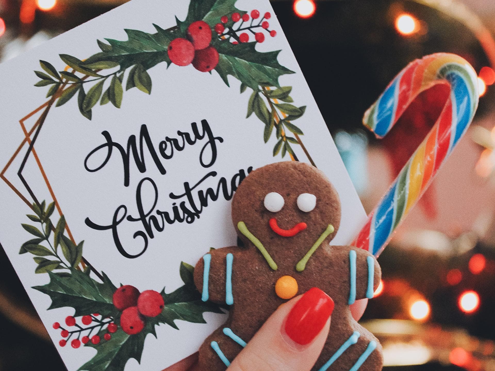 Weihnachtskarte mit Lebkuchen