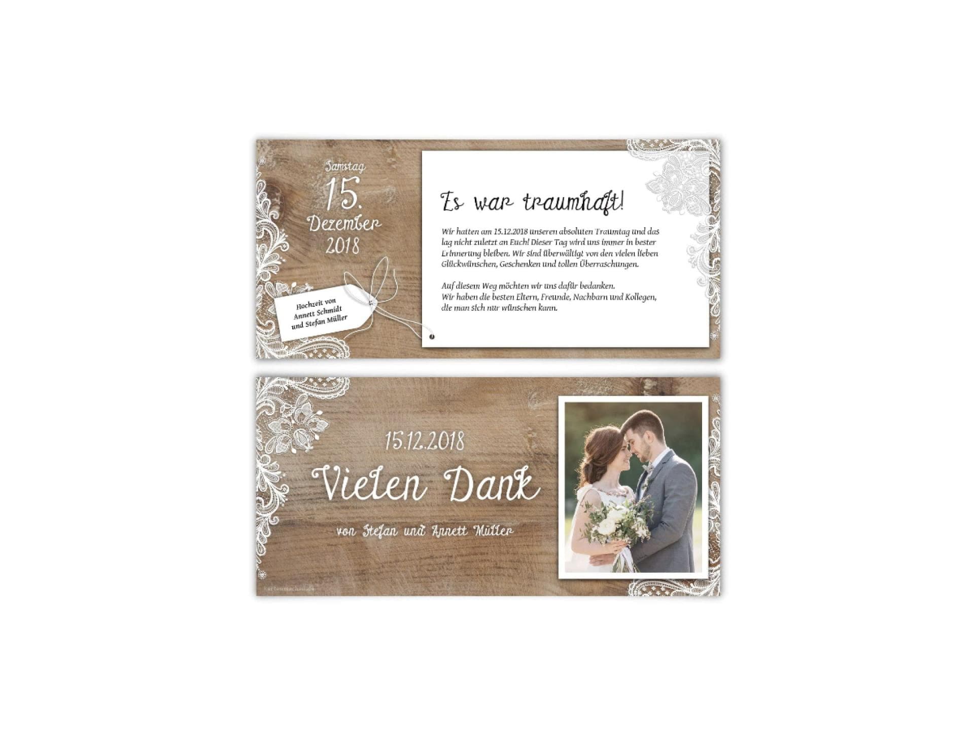 Dankeskarte Hochzeit Holz