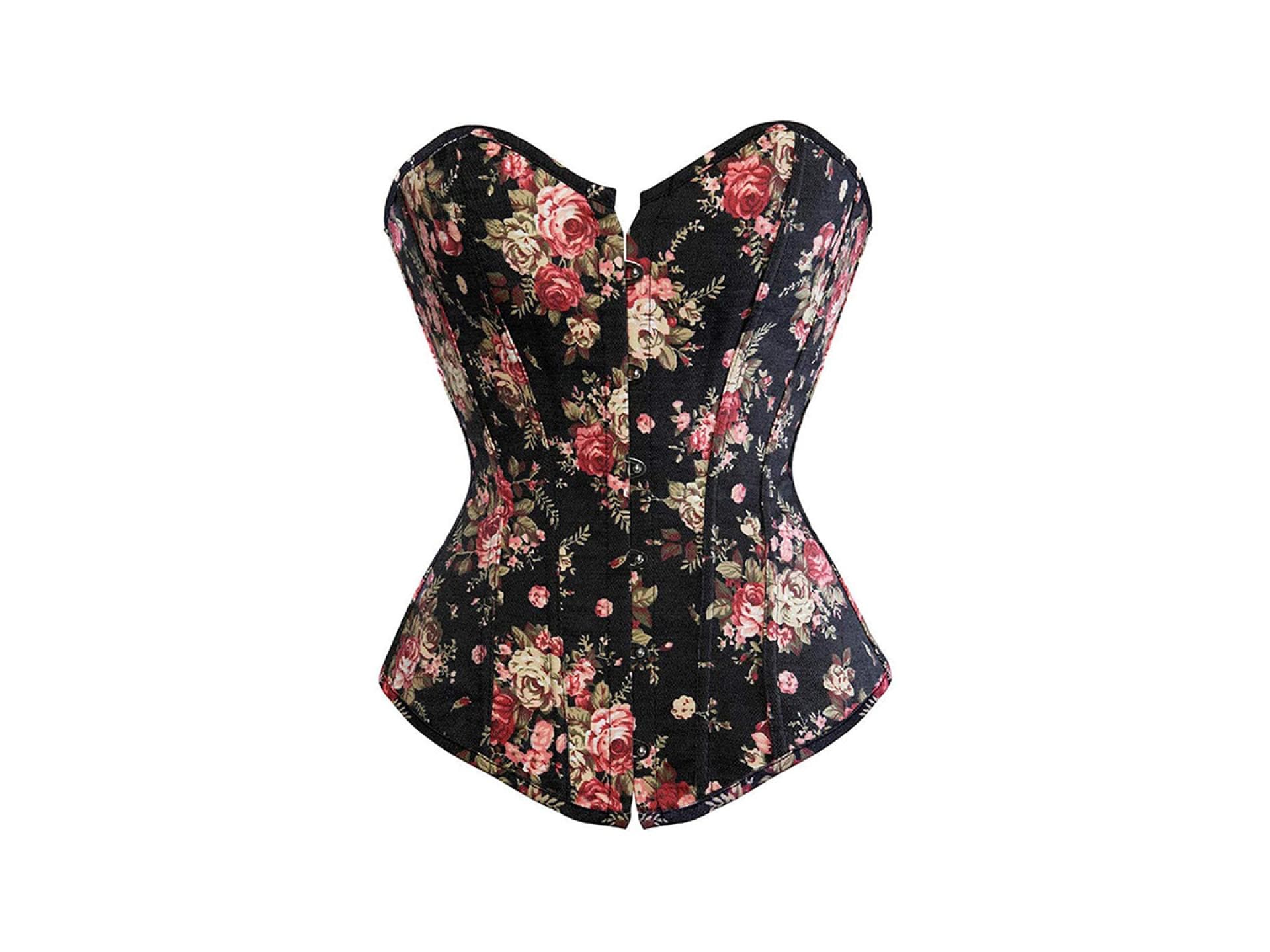 Schwarze Korsage mit Blumenmuster