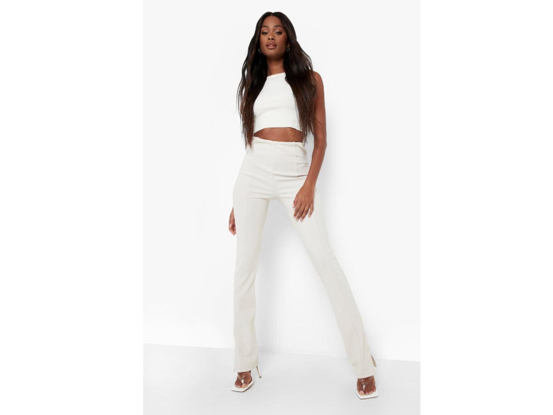 Gerippte Leggings mit Schlitz