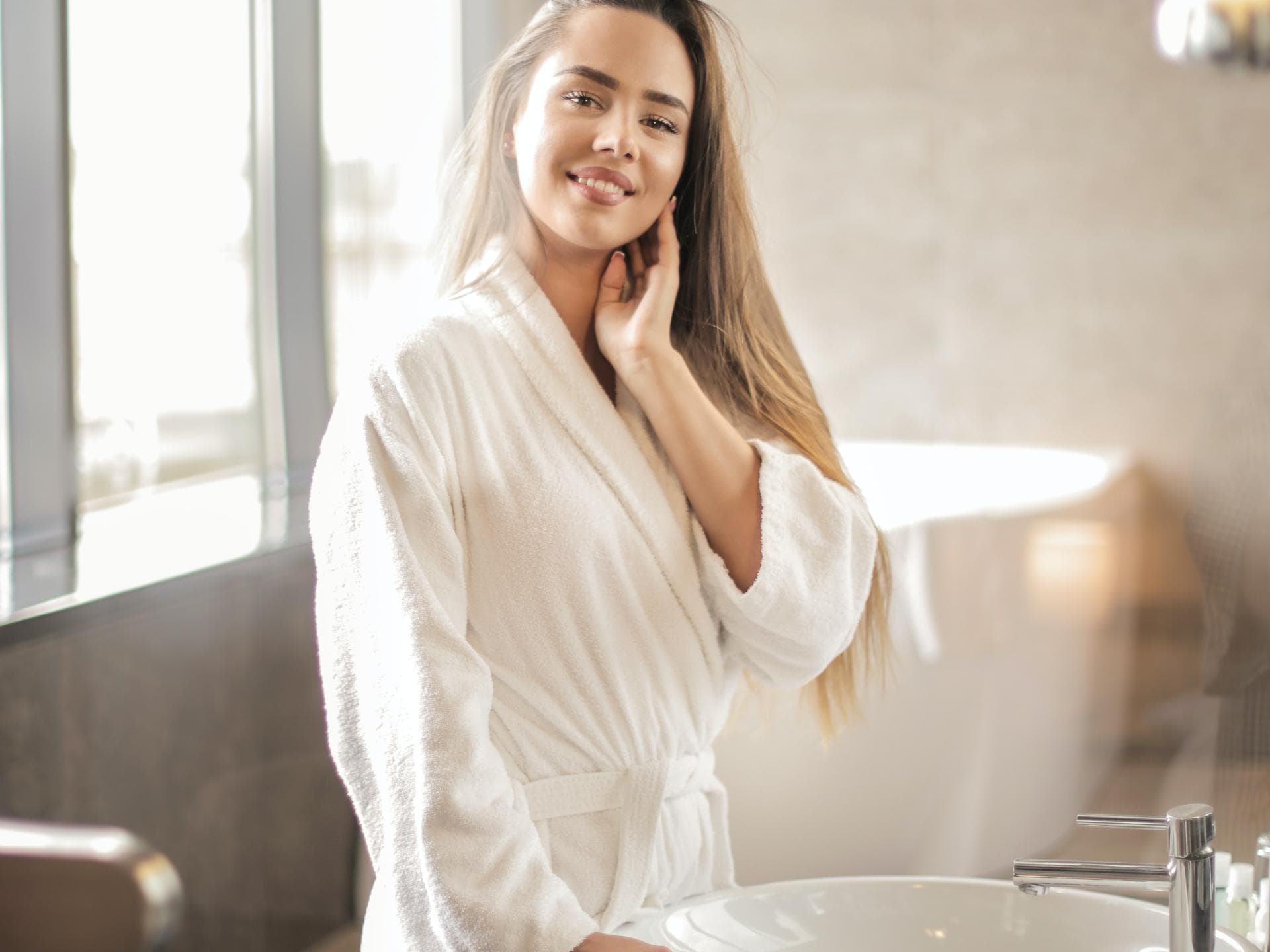 Bademantel Frau im Bademantel