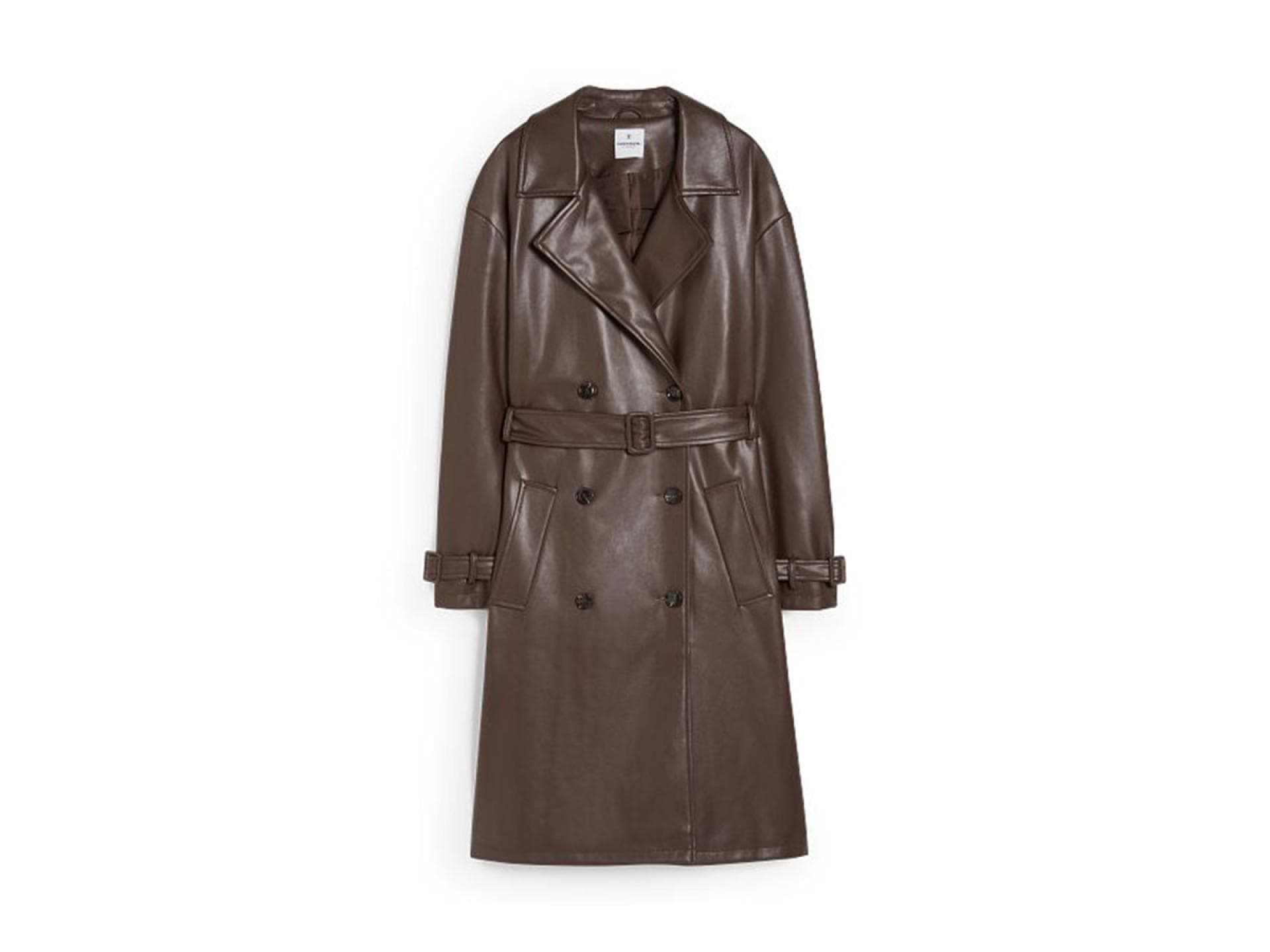 Brauner Trenchcoat aus Lederimitat