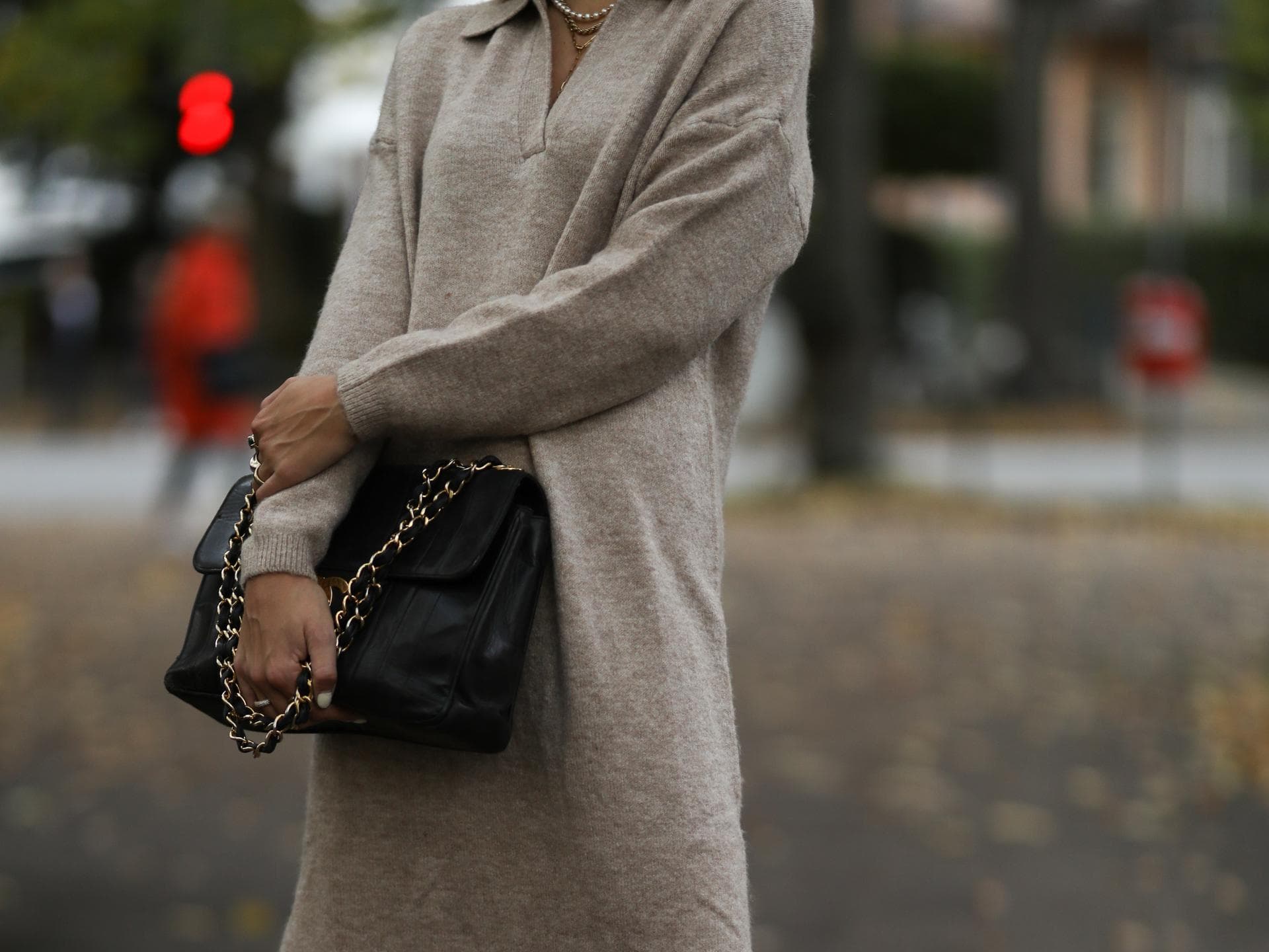 Strickkeid in beige