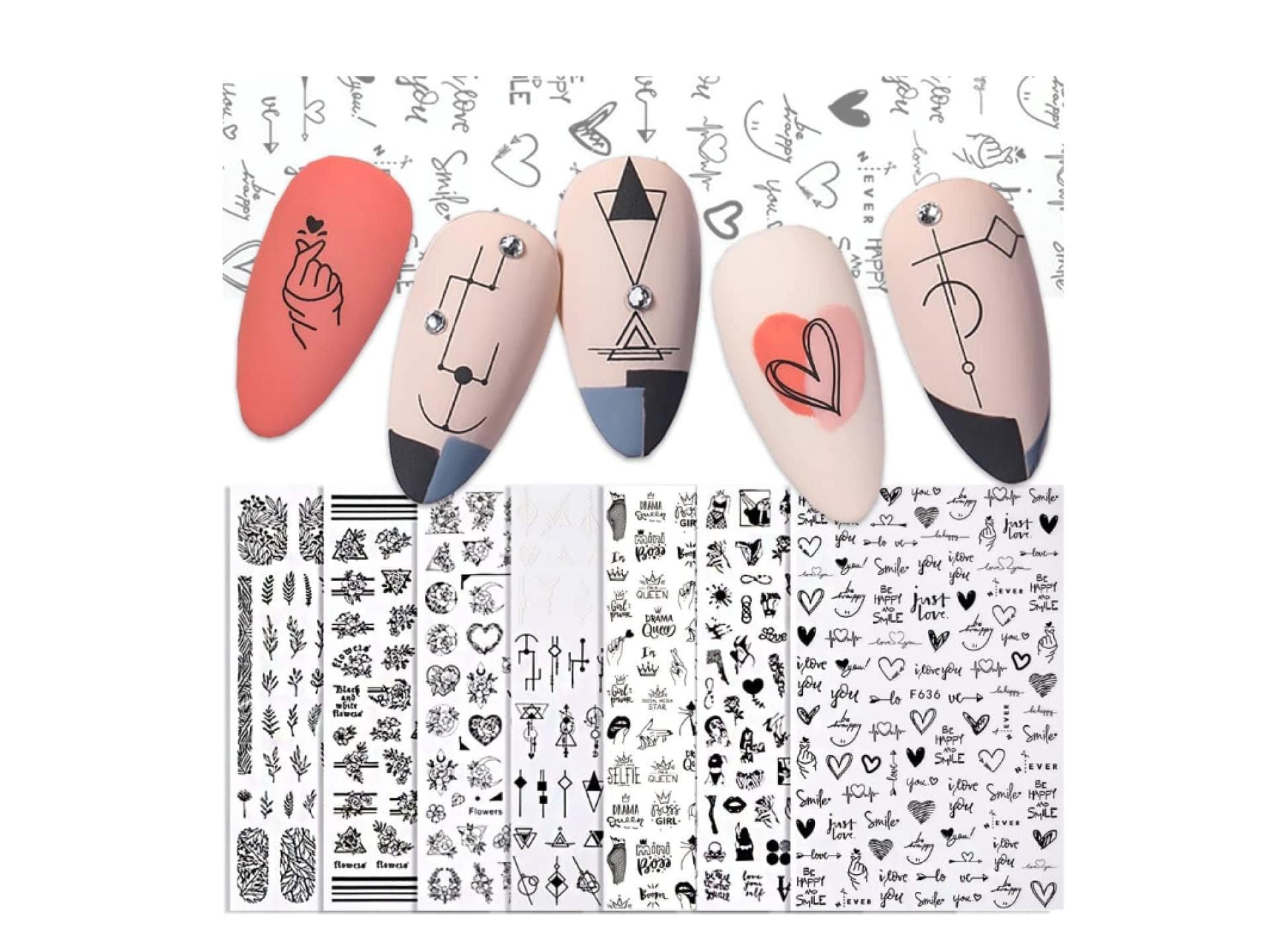 Schwarze 3D Nail Sticker