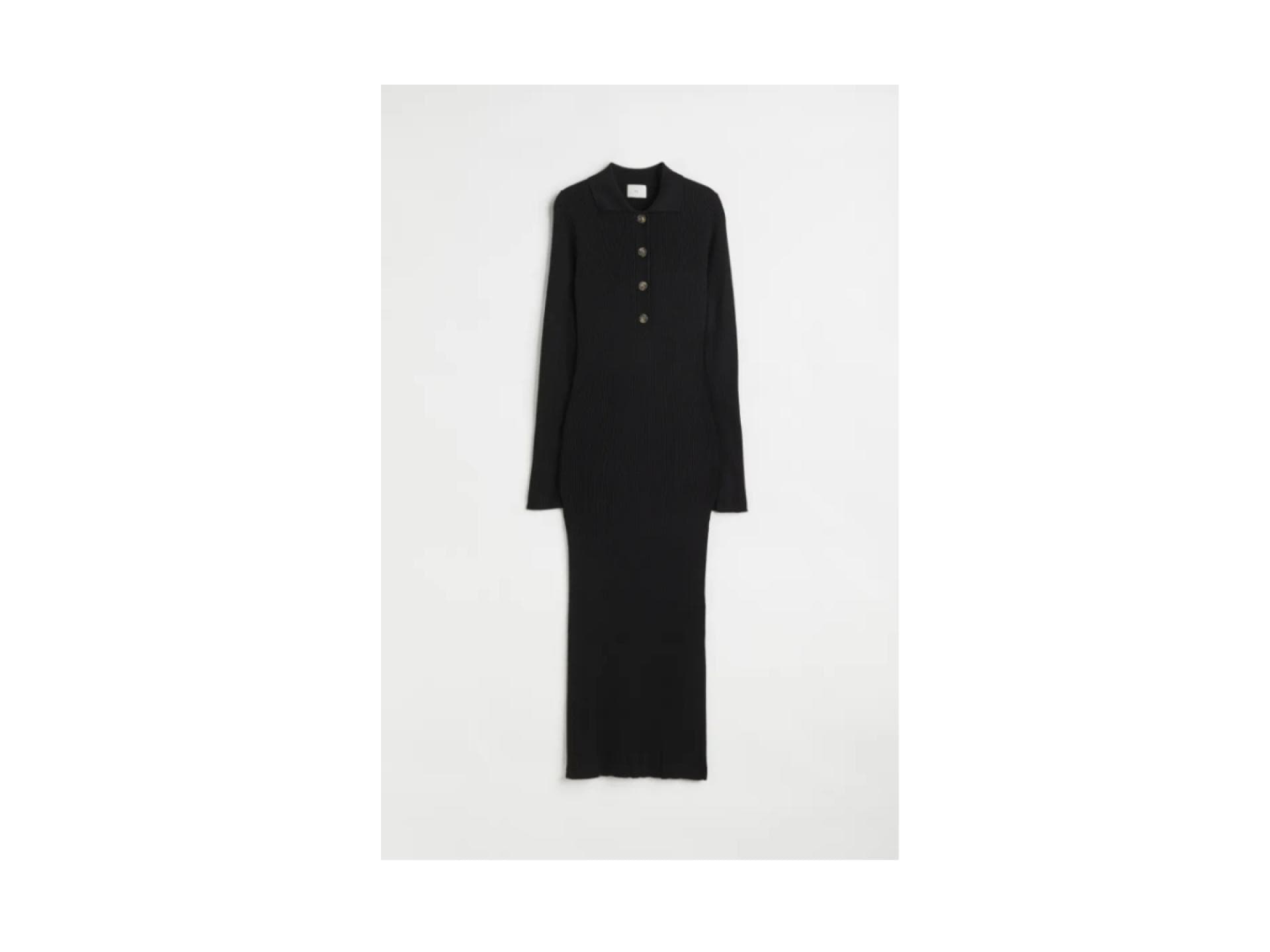 Rippstrickkleid mit Kragen und Knopfleiste von H&M