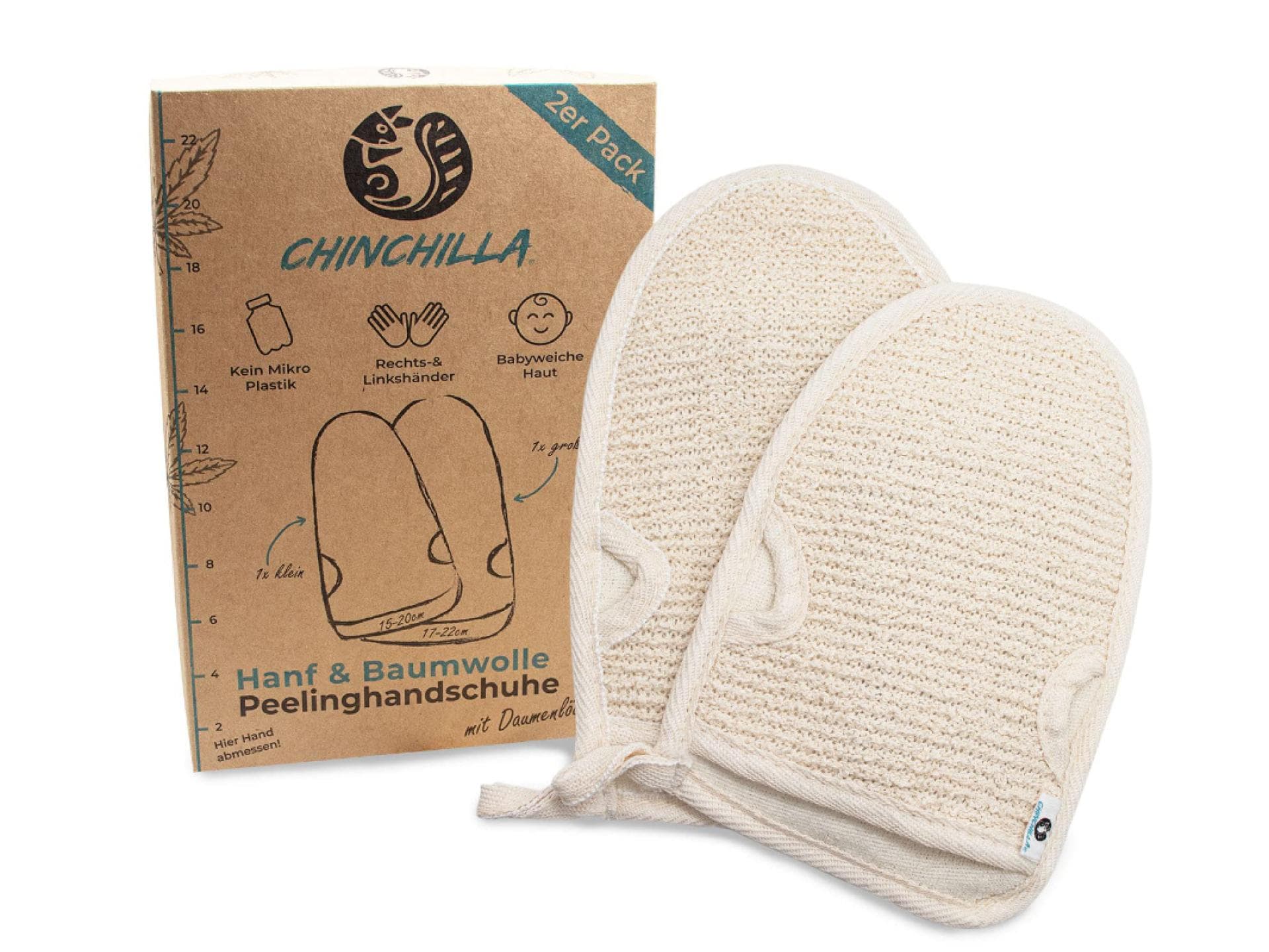 Chinchilla Baumwolle und Hanf Kese Peelinghandschuh