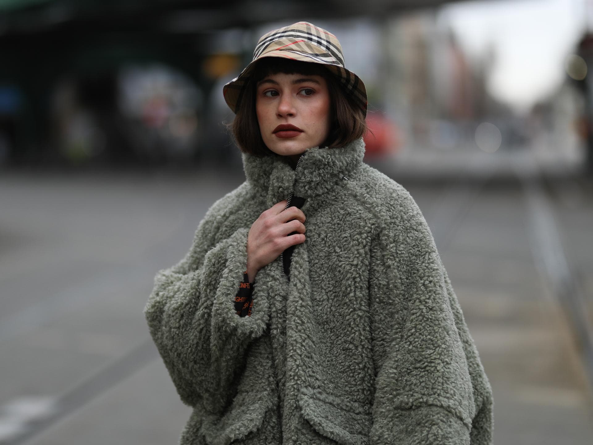 Teddy-Jacke grün