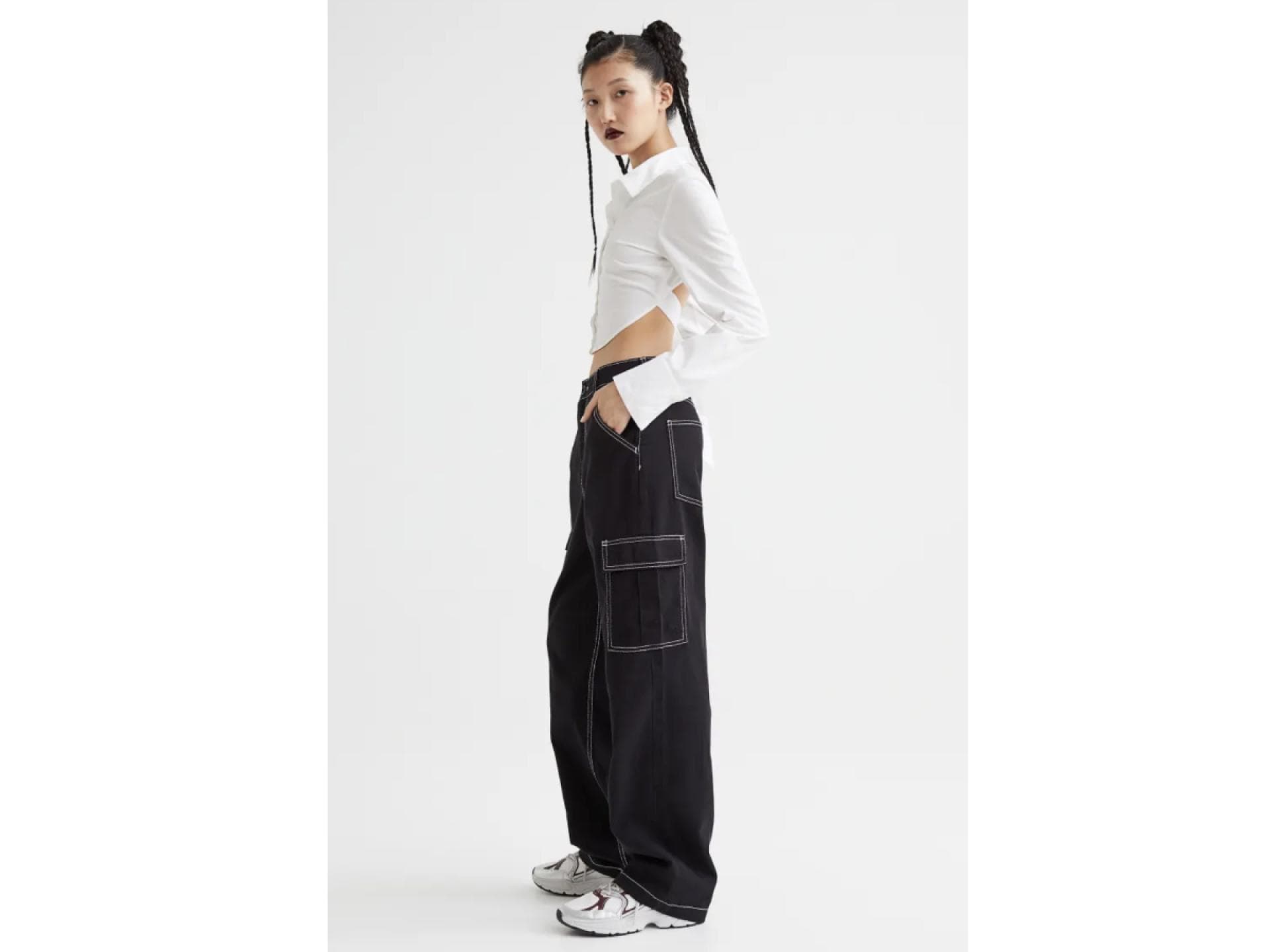 90s Baggy High Waist Jeans im Cargo-Stil 