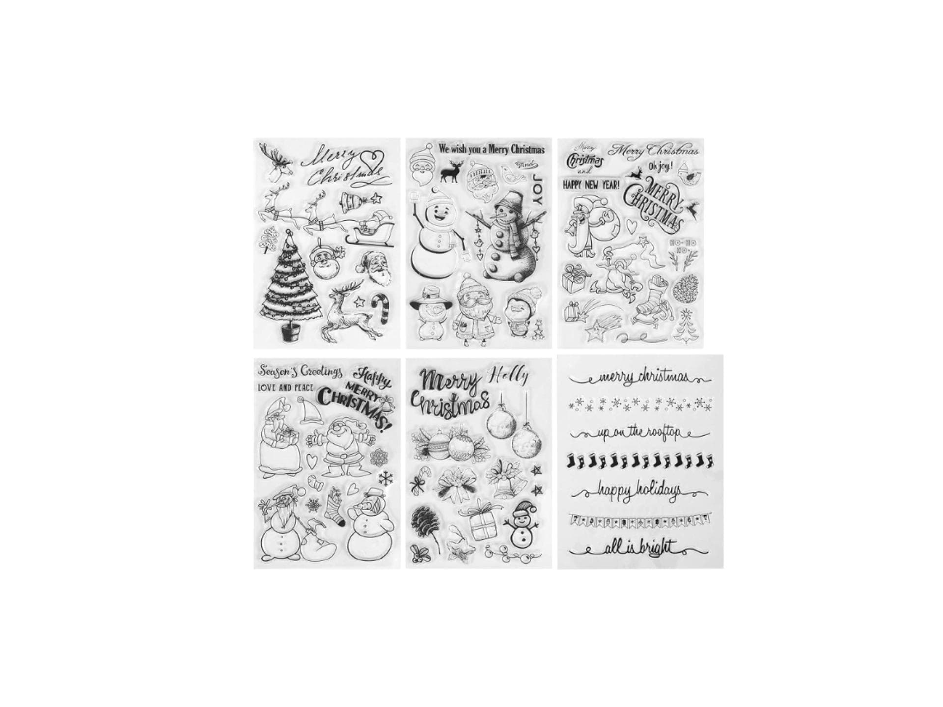 6 weihnachtliche Stempelbögen aus Silikon