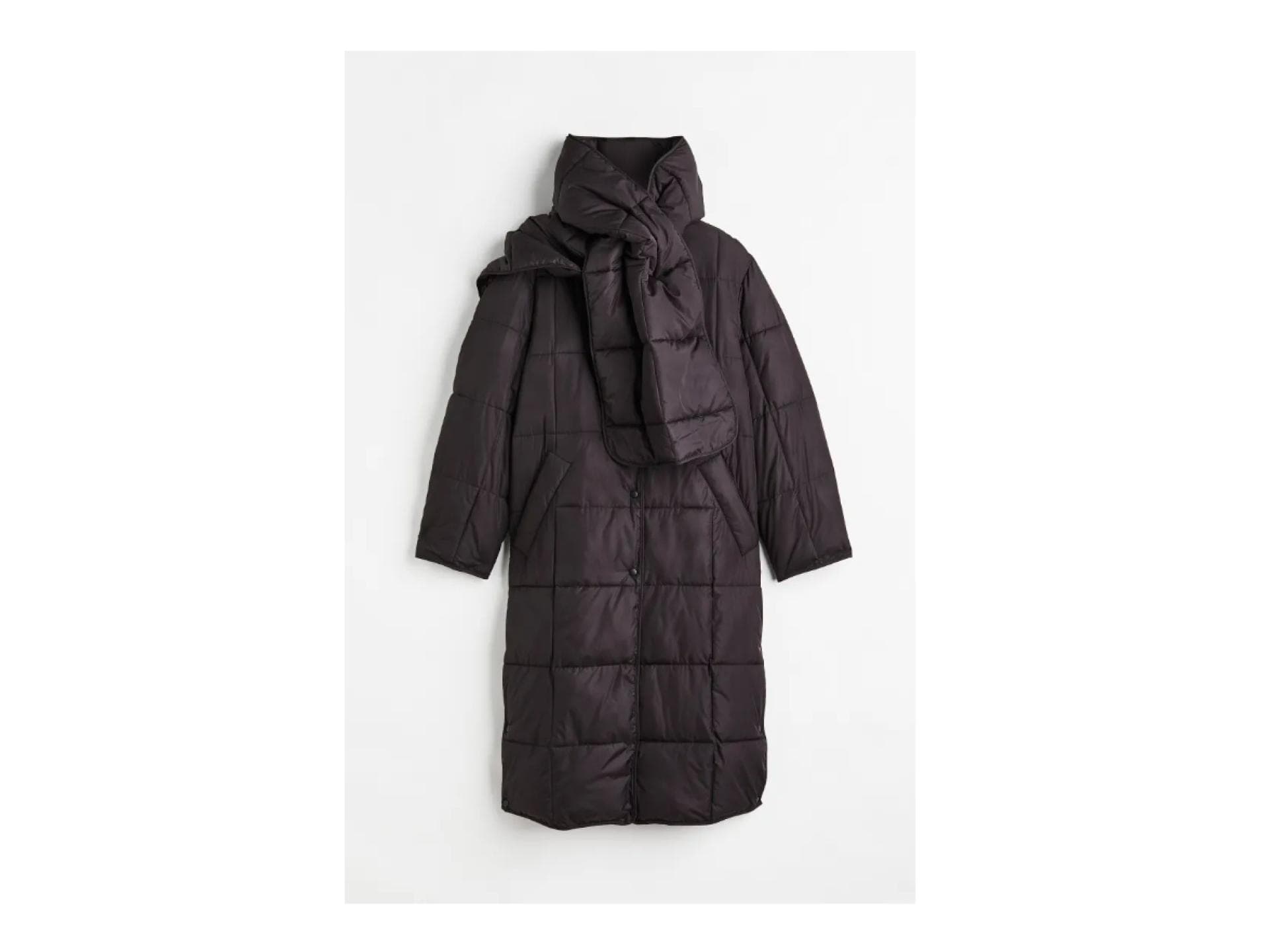 Oversized Steppmantel mit Schal von H&M