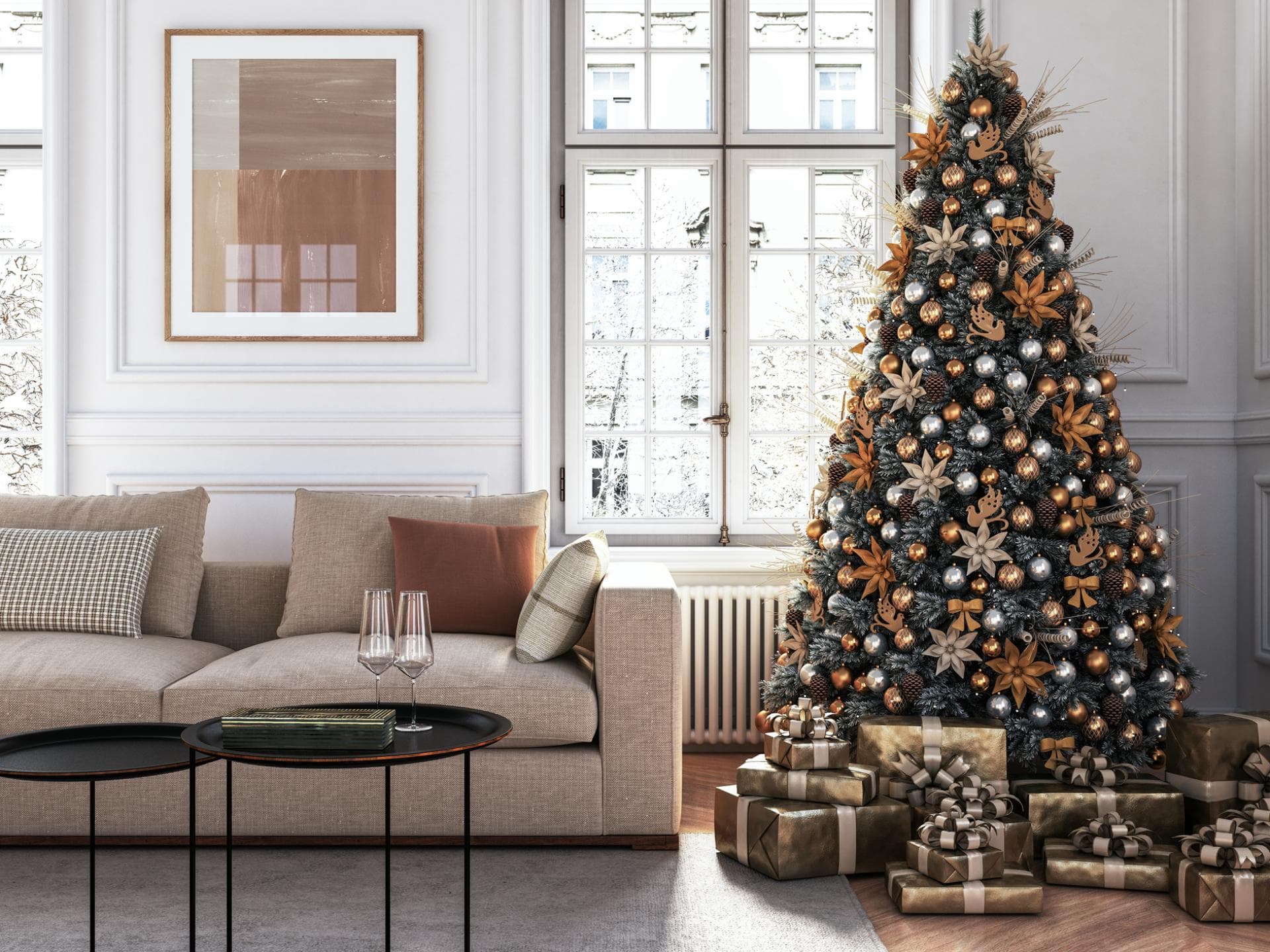 Wehnachtsbaum in Wohnzimmer