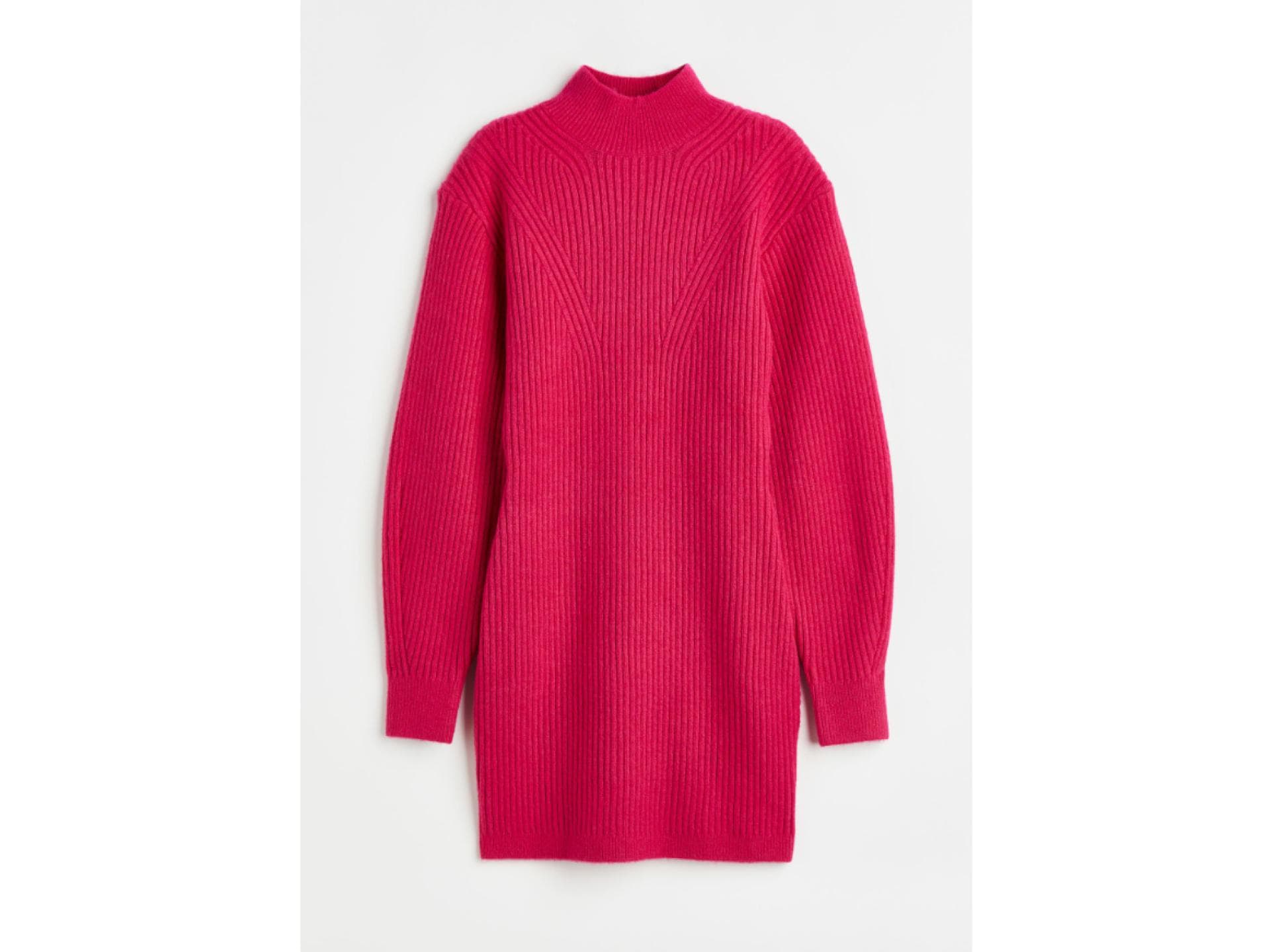 Tailliertes Langarmkleid aus Rippstrick von H&M