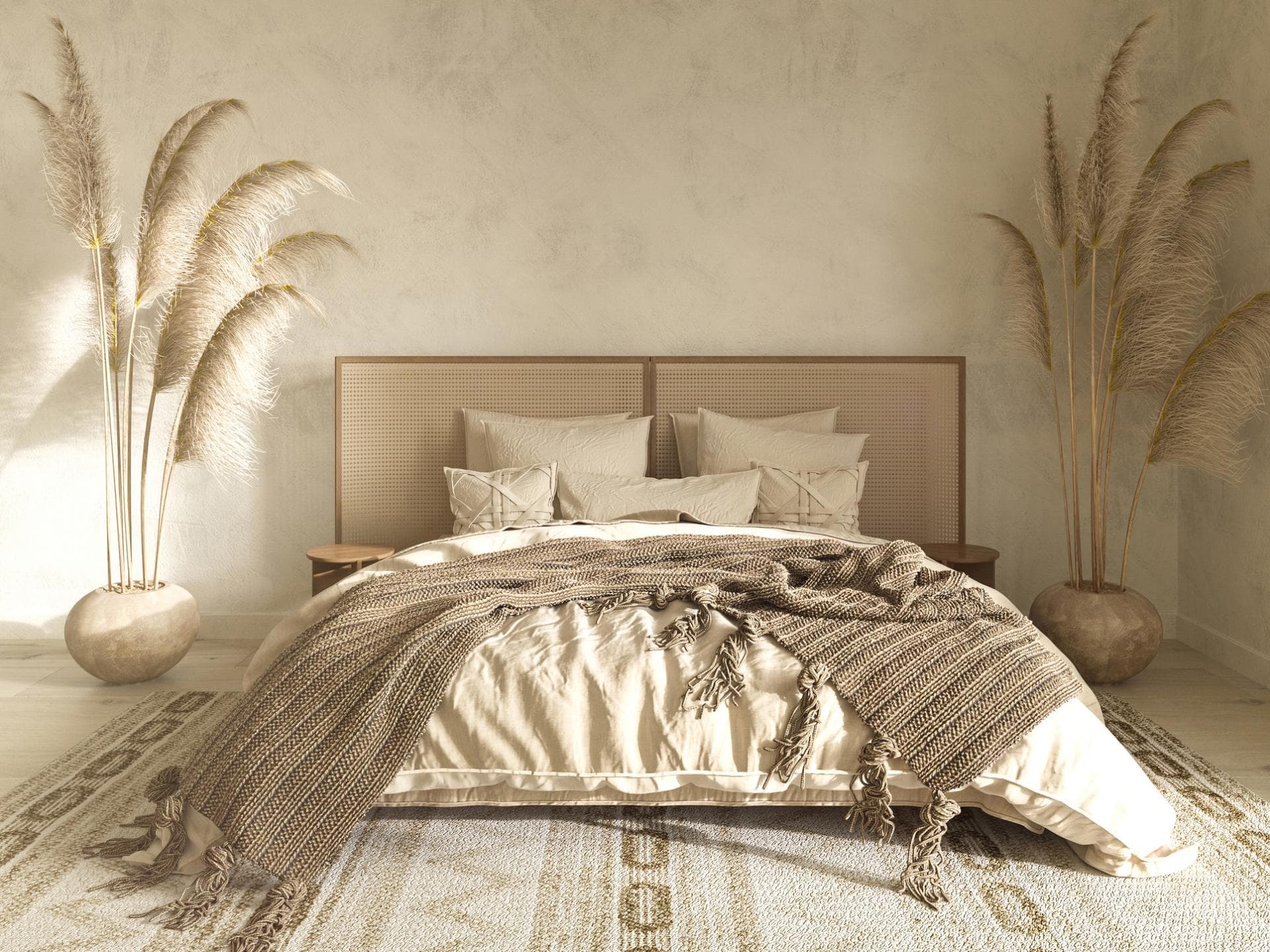 Schlafzimmer in Nudetönen