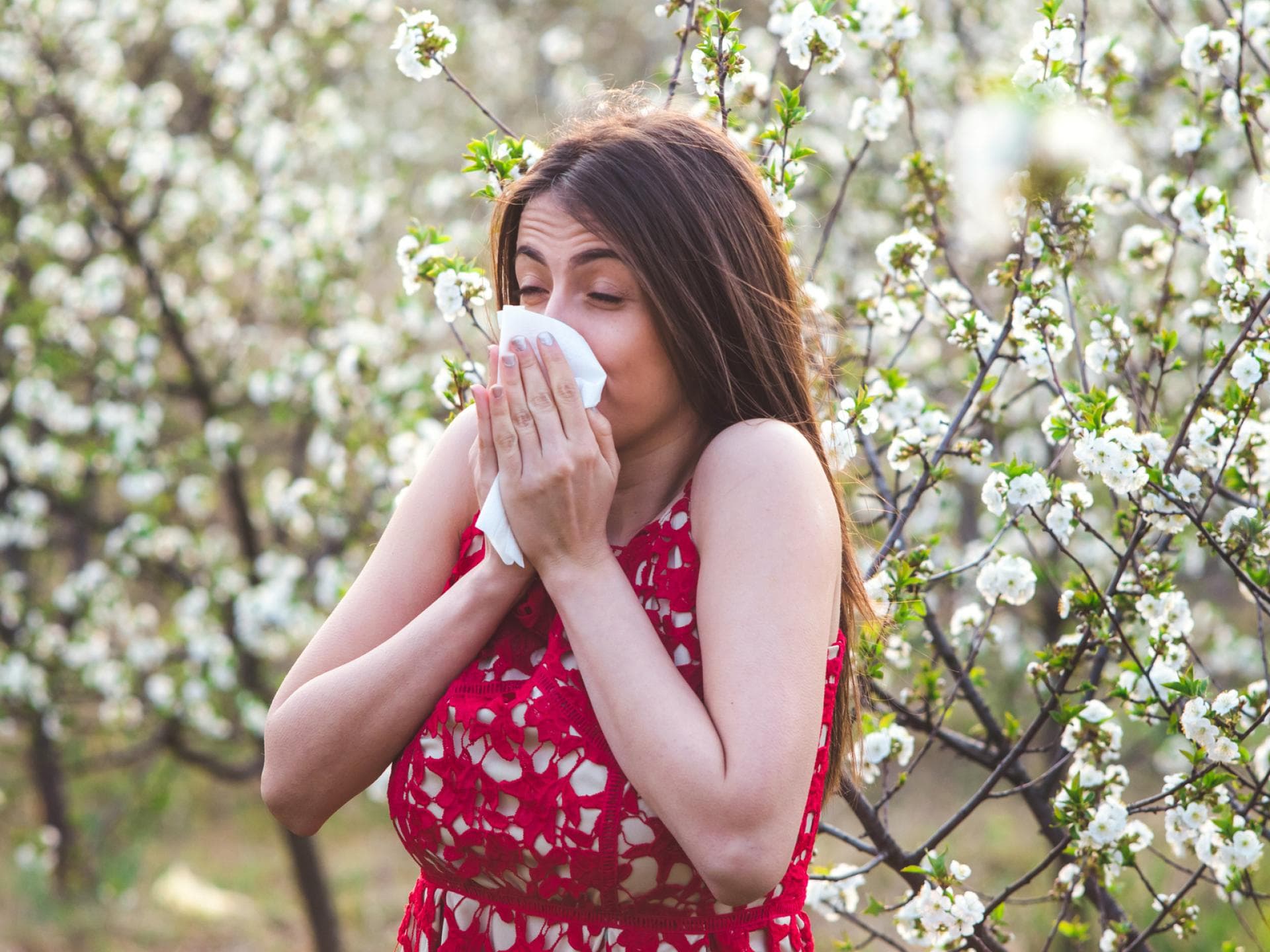 Frau mit Allergie