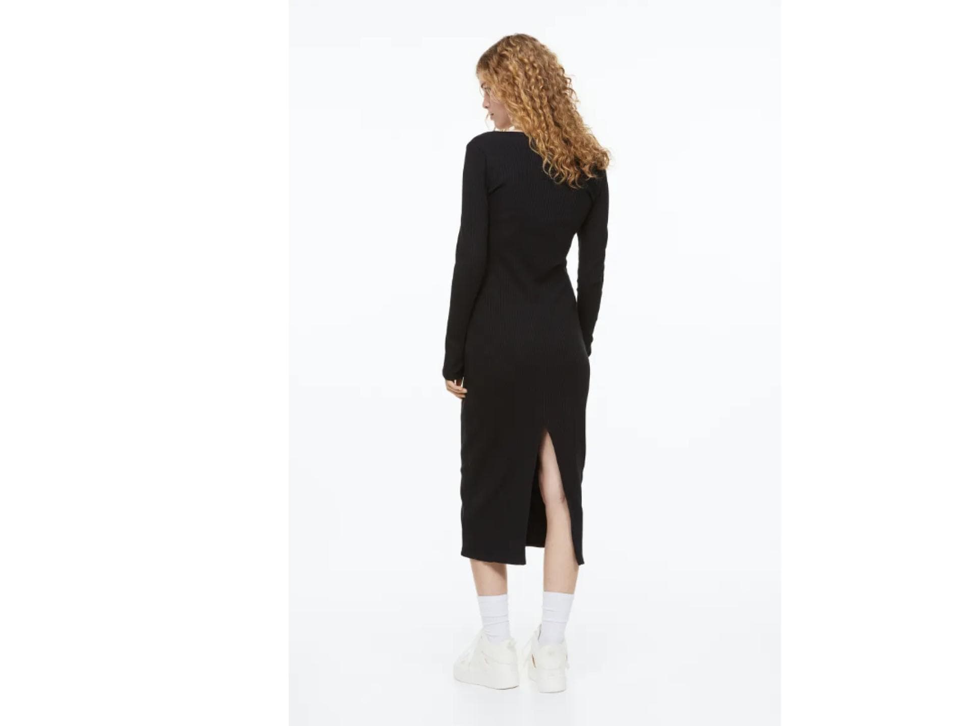 Kleid Gerippt schwarz
