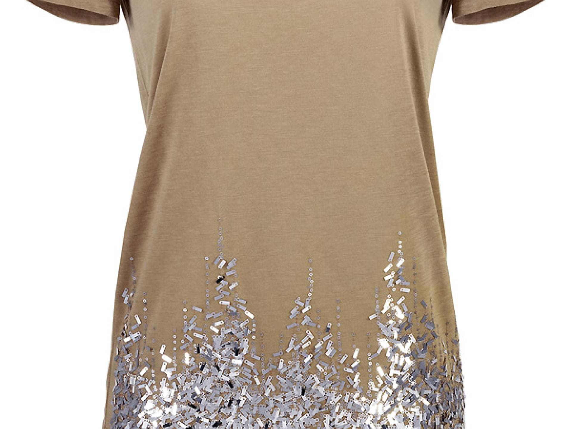 Nude-farbenes Shirt mit Pailletten Nude-farbenes Shirt mit Pailletten