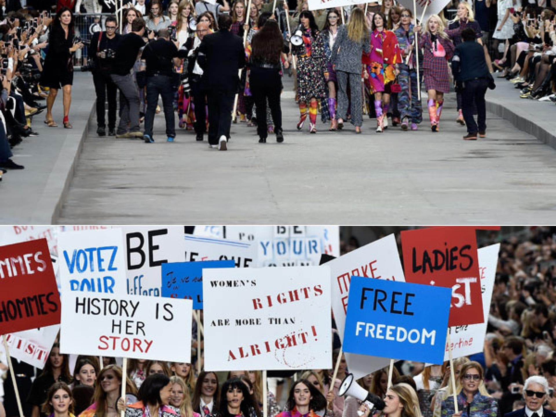 Demonstration bei Chanel Spring Summer 2015
