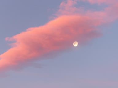 Vollmond bedeckt von rosafarbenen Wolken