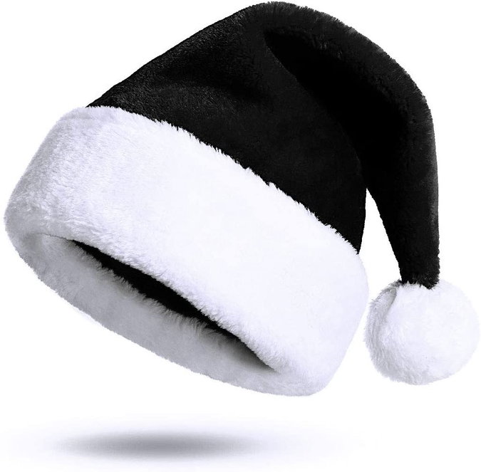 Weihnachtsmann Mütze Aus Plüsch – Schwarz, Für Erwachsene, Als Party-Kostüm Oder Deko