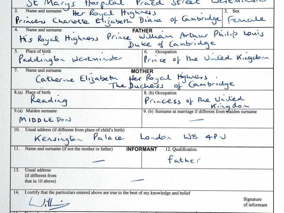 Wo Bekomme Ich Eine Geburtsurkunde Her Charlotte of Cambridge